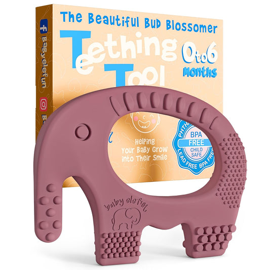Teething Toys for Babies Age 0 to 6 Months - Baby Elefun 5X Pain Relief Smart Teether - Zero Developmental Delay Silicone Baby Teething Toy Ring - Cute Infant Shower Gift Chew Toy for Babies