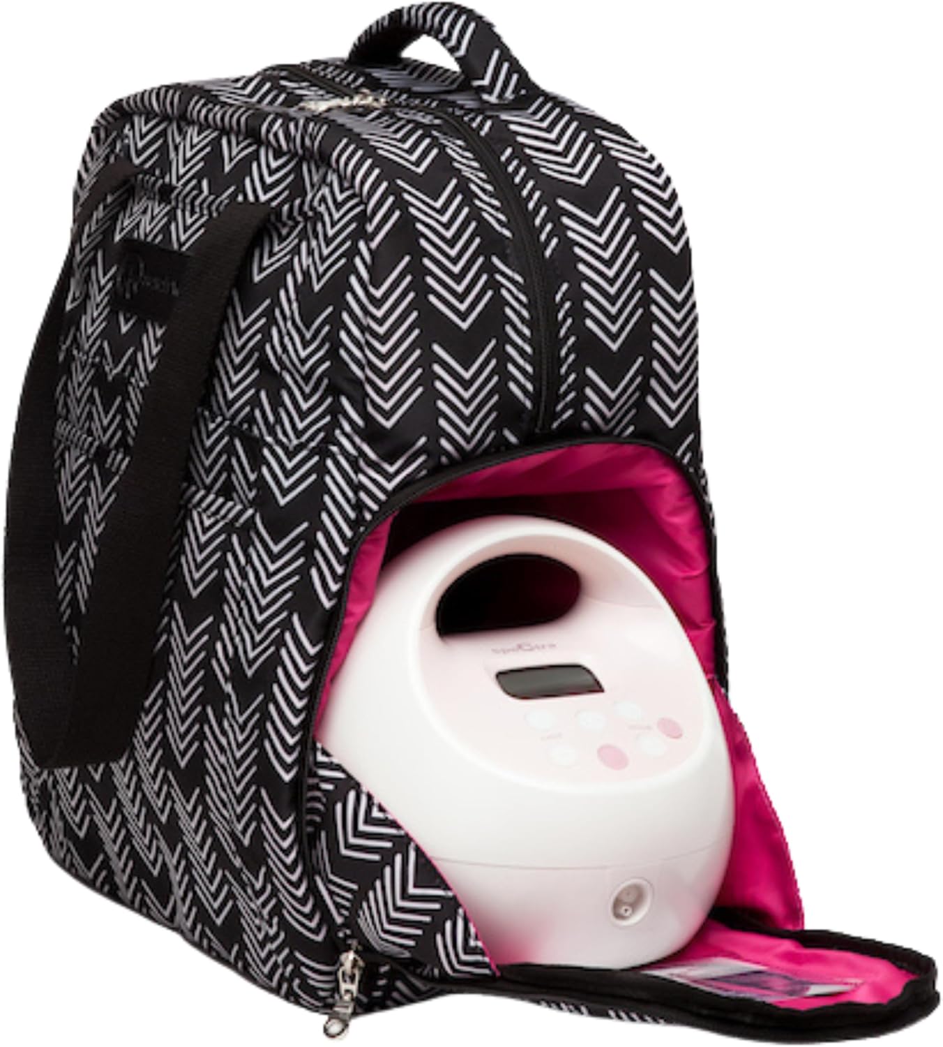 Sarah Wells Kelly Breast Pump Backpack & Tote - Insulated Pocket, Laptop Sleeve & Easy-Clean Design, Fits All Pumps, Diaper Bag for Moms - Black and White