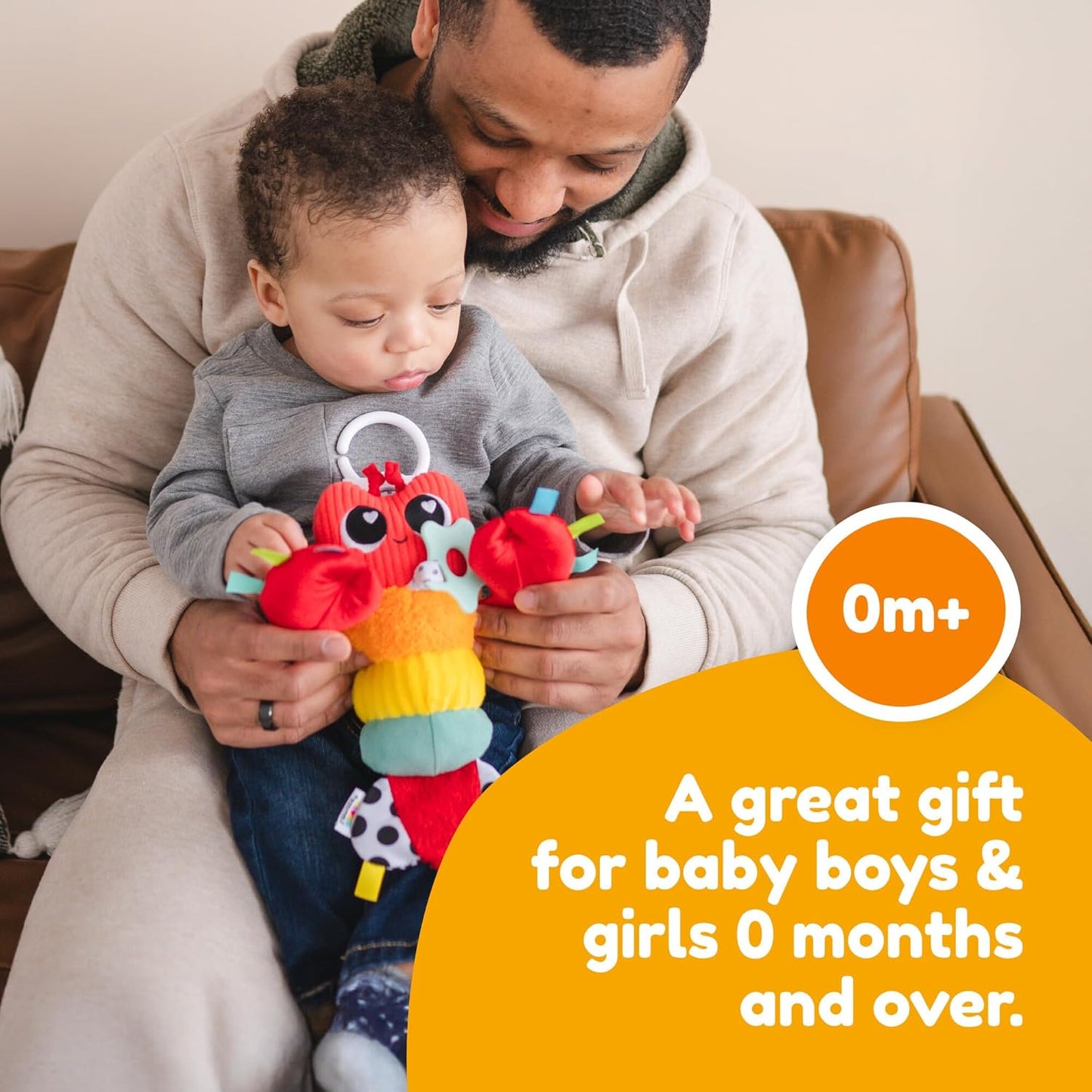 LAMAZE Liam The Lobster Clip-On Stroller and Car Seat Toy - High Contrast Baby Toys for Sensory Development - Baby and Toddler Stocking Stuffers - Ages 0 Months and Up