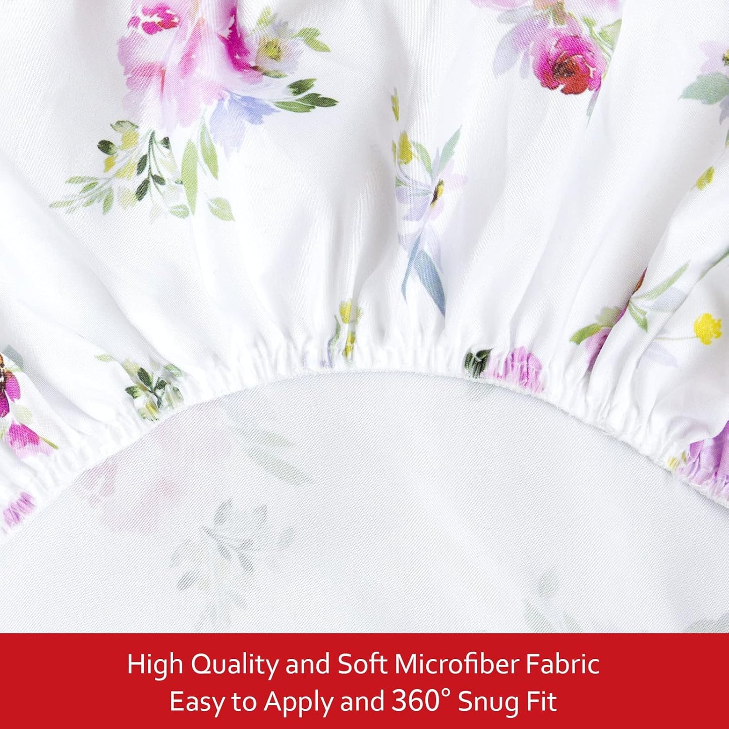 Pack and Play Sheets Girl, 2 Pack Mini Crib Sheets, Stretchy Playard Fitted Sheet, Compatible with Graco Pack n Play, Soft and Breathable Material, Floral