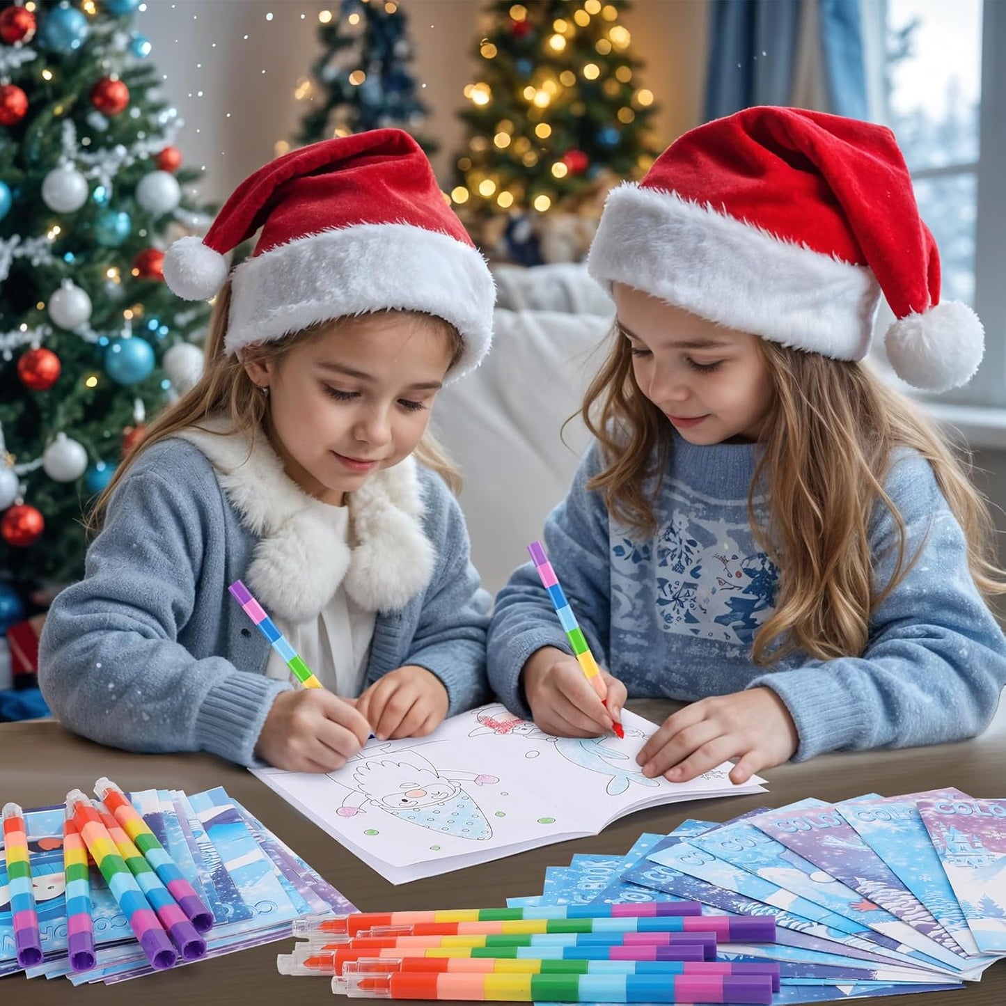 BenLouis 12 Frozen Mini Coloring Books Kids with 12 Stacking Crayons Winter Snowflake Themed Party Favors Small Activity Books Bulk for Kids Frozen Christmas Classroom Party Gift Goodie Bag Stuffers