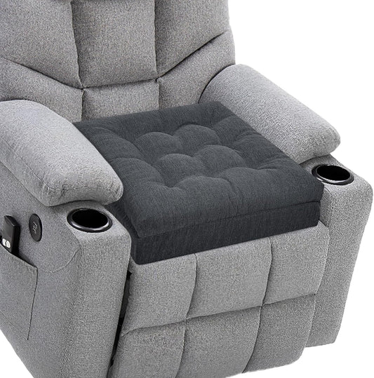 HAVARGO Recliner Cushions for Elderly, 20x20x4 Inch Thick Chair Cushion for Shorter Users Patent Design Soft Tufted Dual Layer Booster Seat Cushions for Seniors Recliner Risers Gray 1P