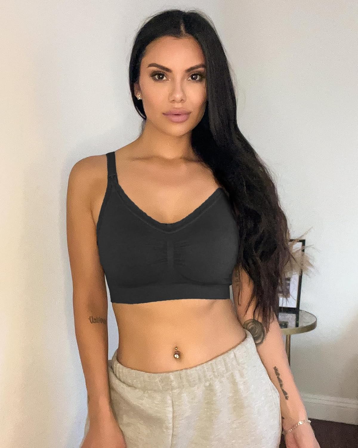 Stelle Lace Nursing Bras for Breastfeeding Seamless Pregnancy Maternity Wireless Bralette with Pads, Extenders