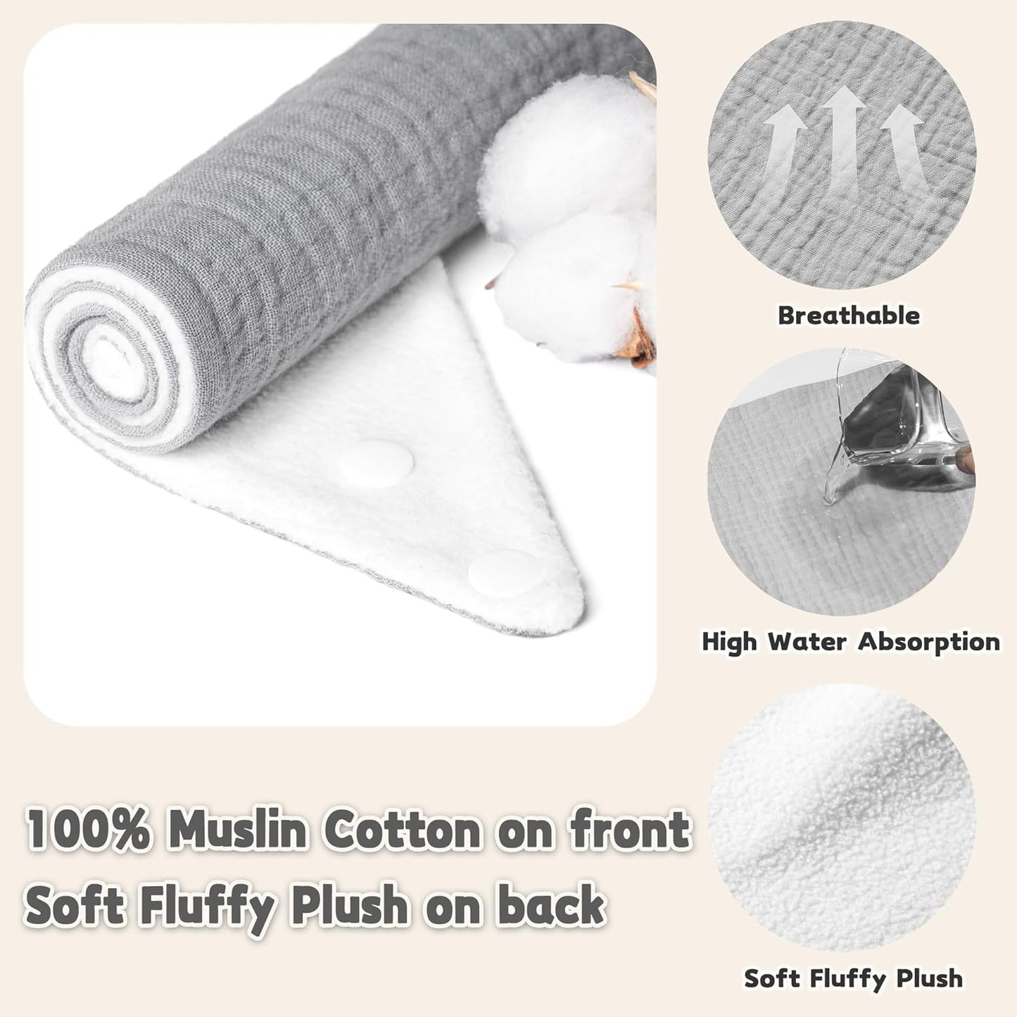 Susurration Muslin Baby Drool Bibs 6Pack Soft Triangular Adjustable Baby Bandana Bibs for Unisex Baby Girls & Boys