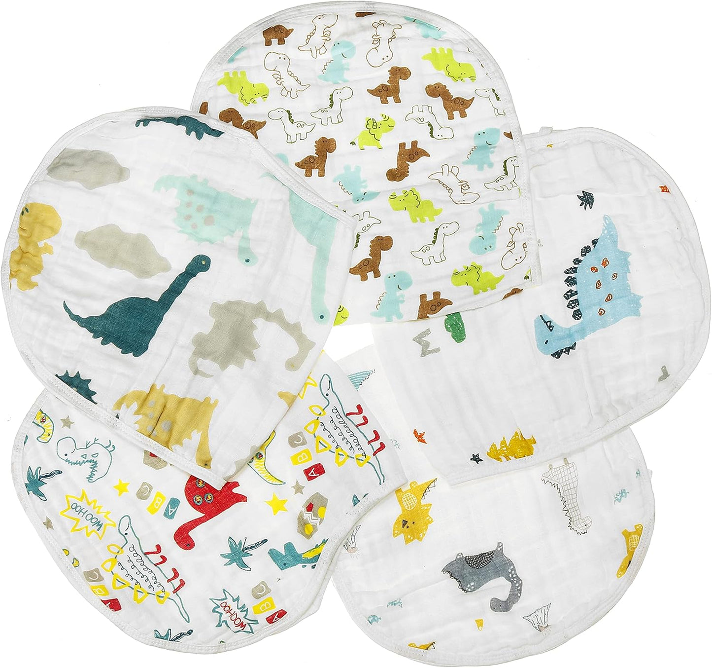 ShoppeWatch Muslin Burp Cloths Baby Burping Bibs 100% Organic Cotton 5-Pack Large 6 Layers Thick Soft Absorbent Cloth Spit Up Dribble Towels Rags for Newborns & Babies Unisex Shower Gift BB20