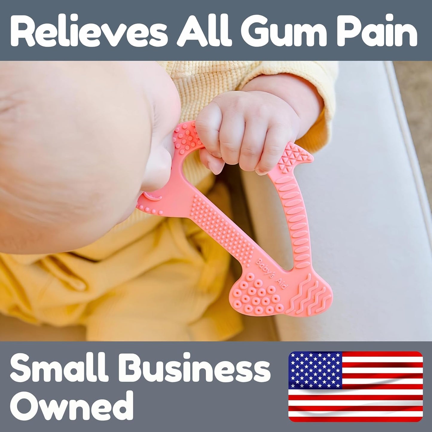 Baby Teething Toy, 8 Pain Relief Textures, Dolphin Silicone Teethers for Babies, Easy to Hold, Chew & Clean, BPA-Free Baby Teething Relief, Durable and Flexible Infant Chew Toys, 3M+ - Baby’s Aid