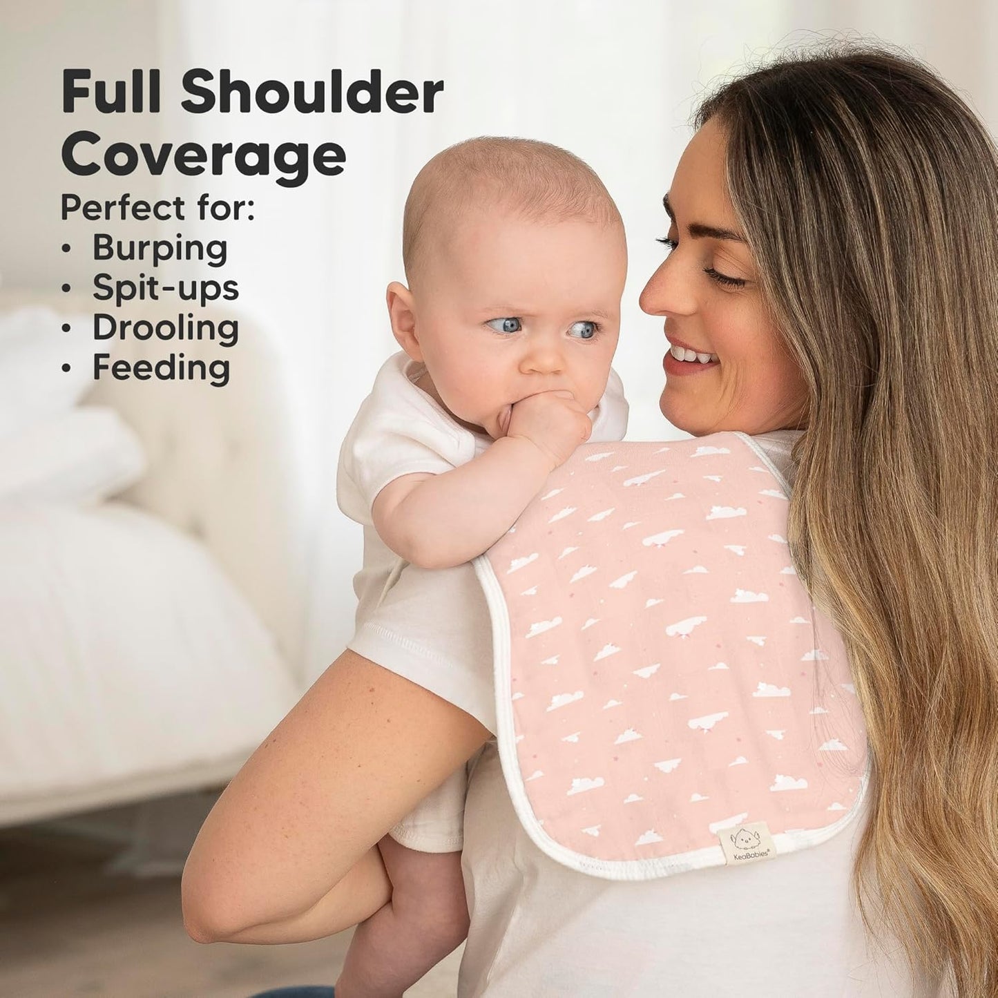 5-Pack Muslin Burp Cloths Baby Boy, Girl - Very Absorbent Baby Burp Cloth Rags, 8-Layers Viscose Derived from Bamboo Cotton Muslin Towel, Super Soft Spit Up Rags, No Shrink Washcloths (Dreamers)