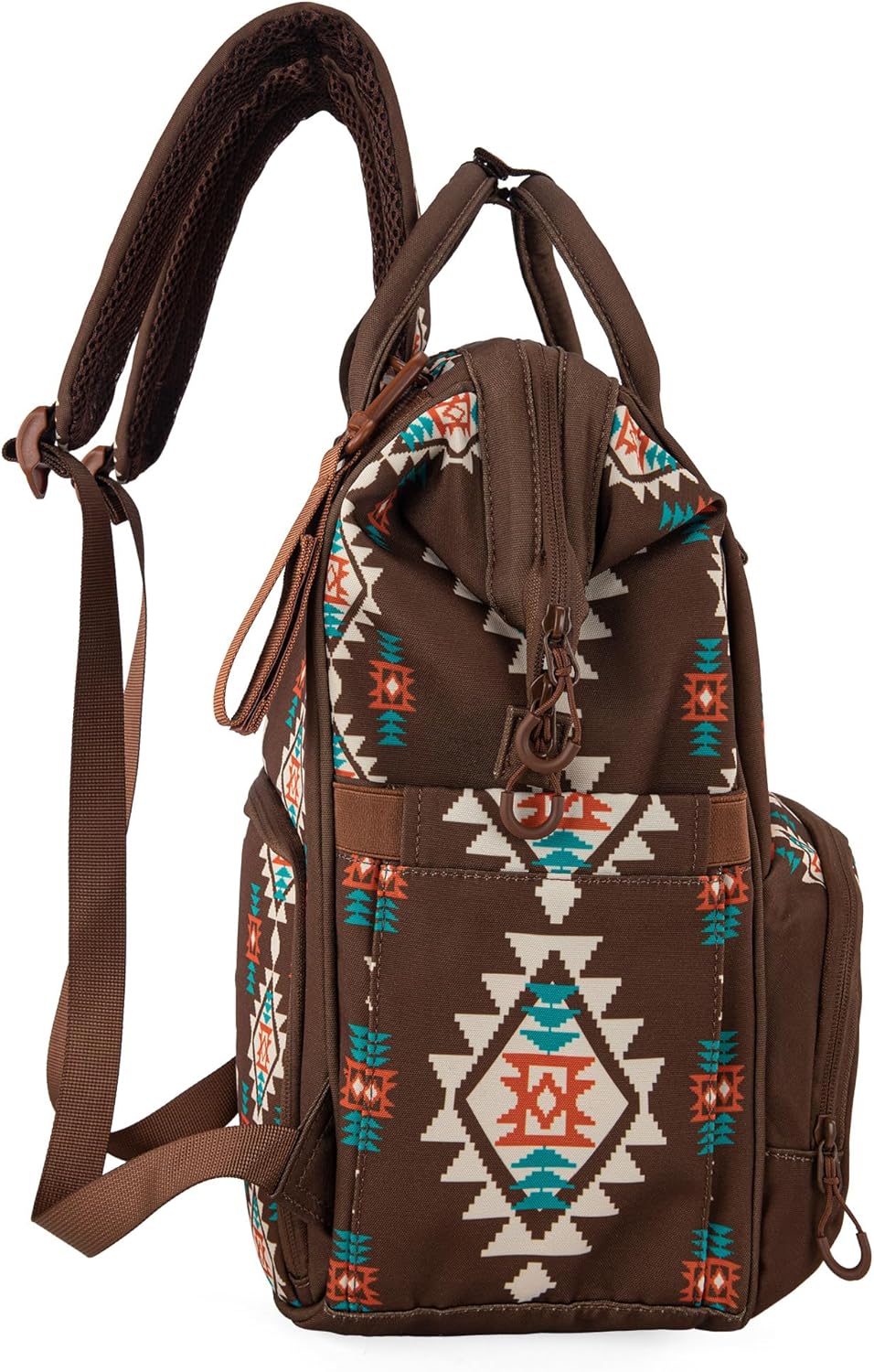 Wrangler Aztec Backpack Organized Daypack Travel Baby Bag with Stroller Strap and Side Bottle Pockets WG2204-9110CF