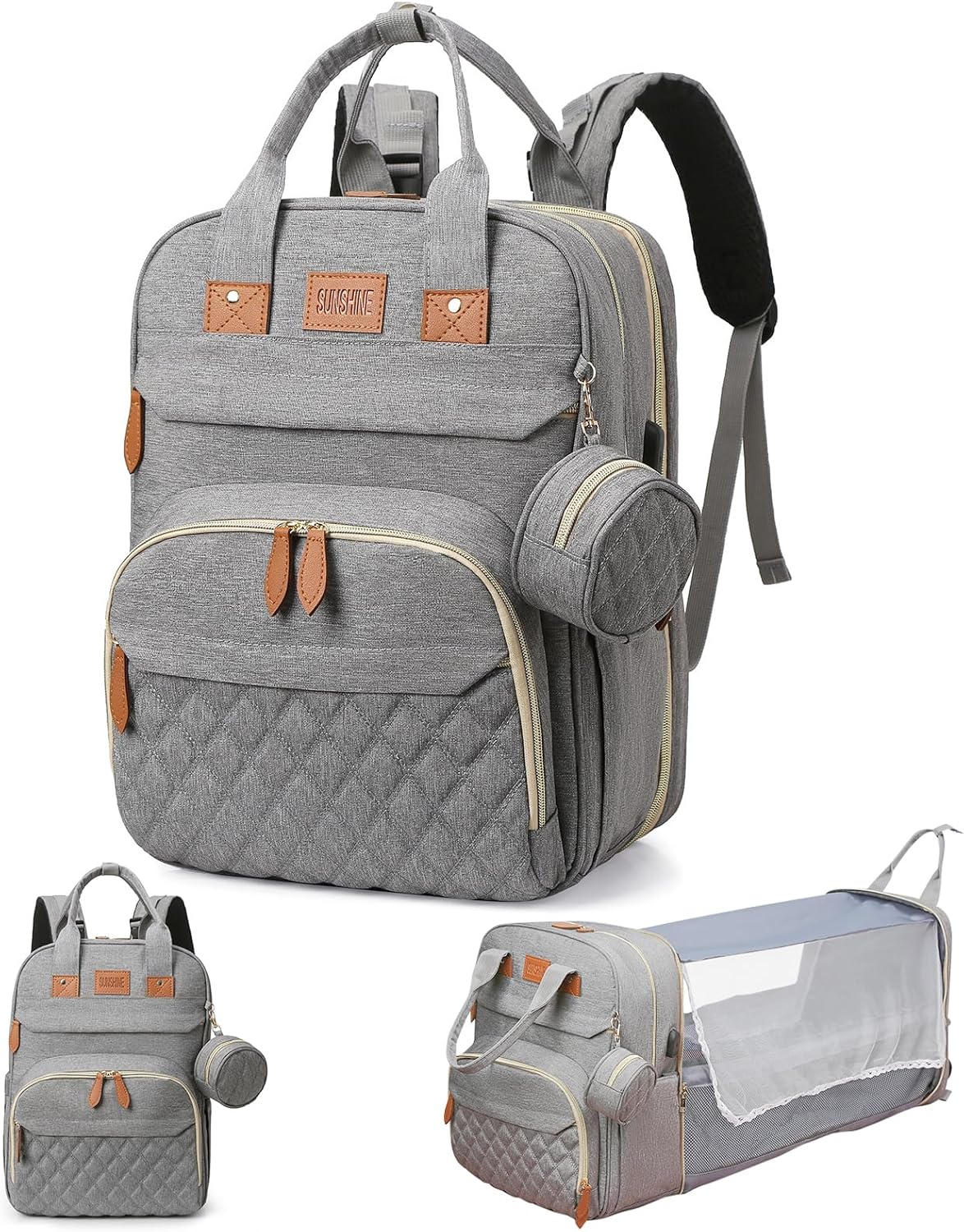Baby Diaper Bag Backpack, Large Baby Diaper Bags for Boys Girls, Baby Bag with USB Charging Port, Multifunction Waterproof Travel Bag for Moms Dads