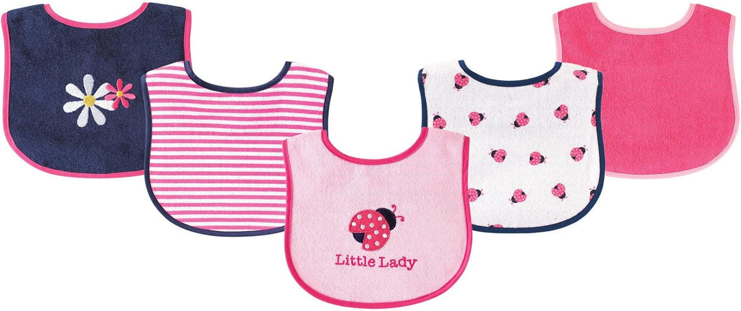 Luvable Friends Baby Cotton Terry Drooler Bibs with PEVA Back, Transportation, One Size