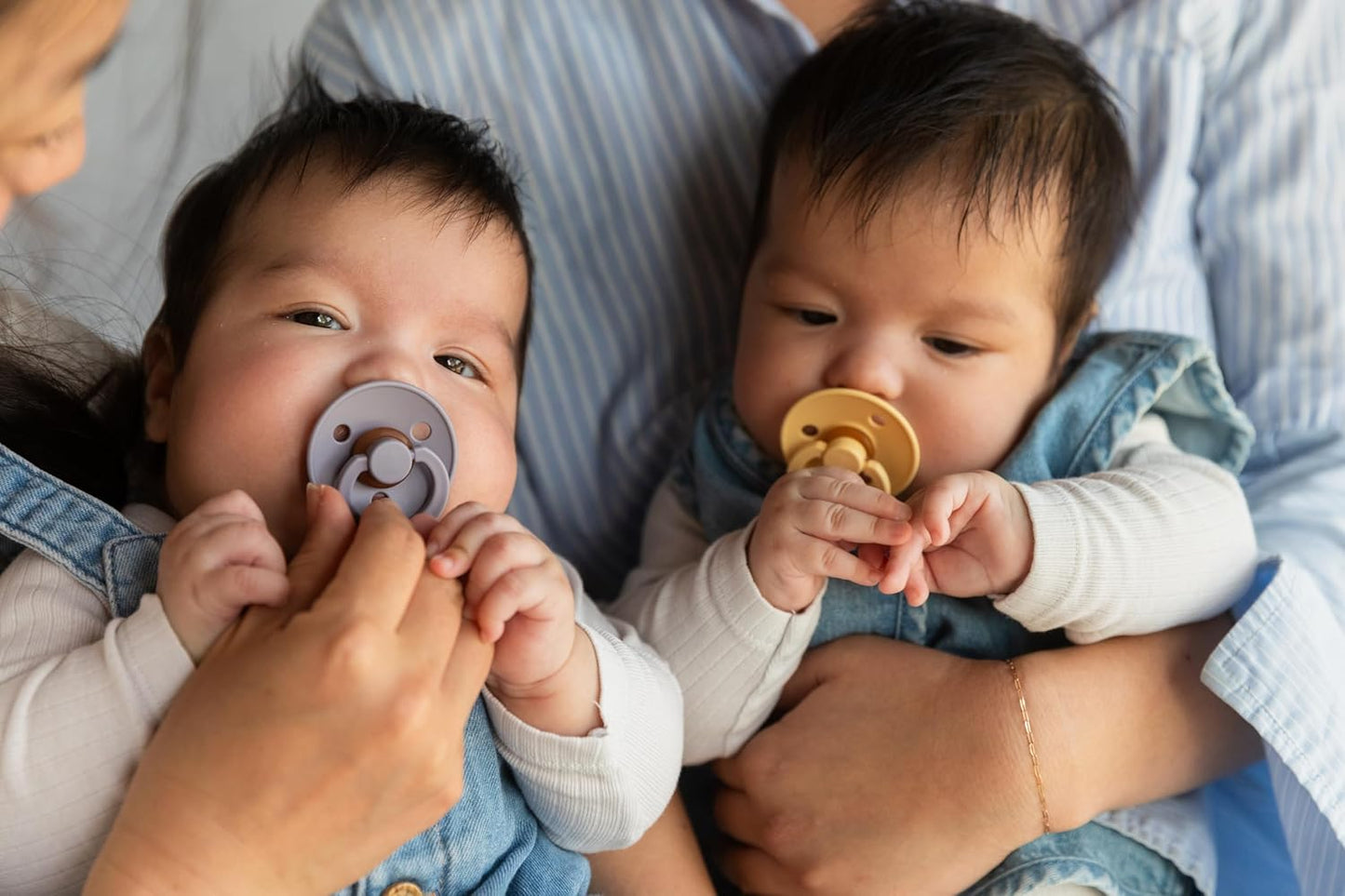 BIBS Colour Pacifier 2-Pack, BPA Free Dummy Binky, Round Nipple. Natural Rubber Latex, Made in Denmark, Size 2 (6-18 Months), Vanilla/Candy Apple