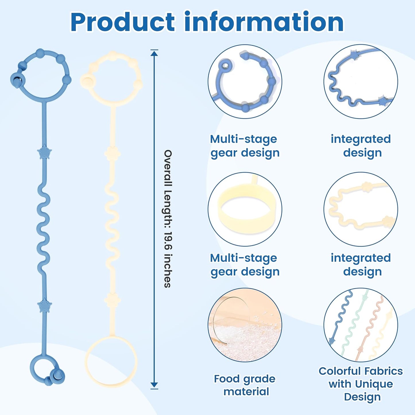 Toy Straps for Baby,Silicone Setpacifier Clip,Applies to Car Seat Toy,Teether Toy,High Chair,Stroller Accessories,Baby Toy Clips,Cribs,Rocking Chair