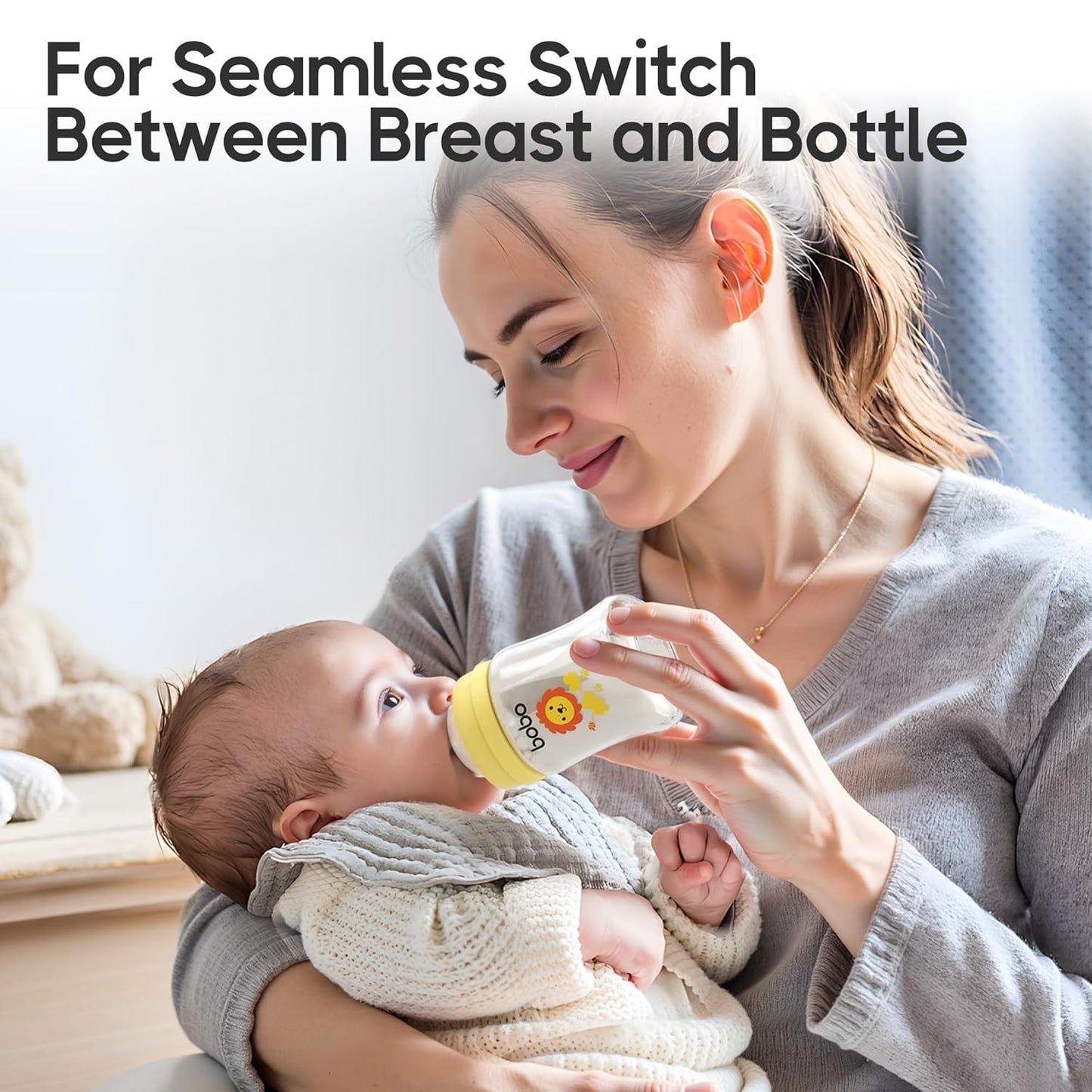 YOHKOH Glass Baby Bottles with Slow Flow Nipple, Newborn Anti-Colic Baby Bottles for 0+ Months, Wide Neck Feeding Bottle, Clear (Yellow, 5oz (Pack of 2))