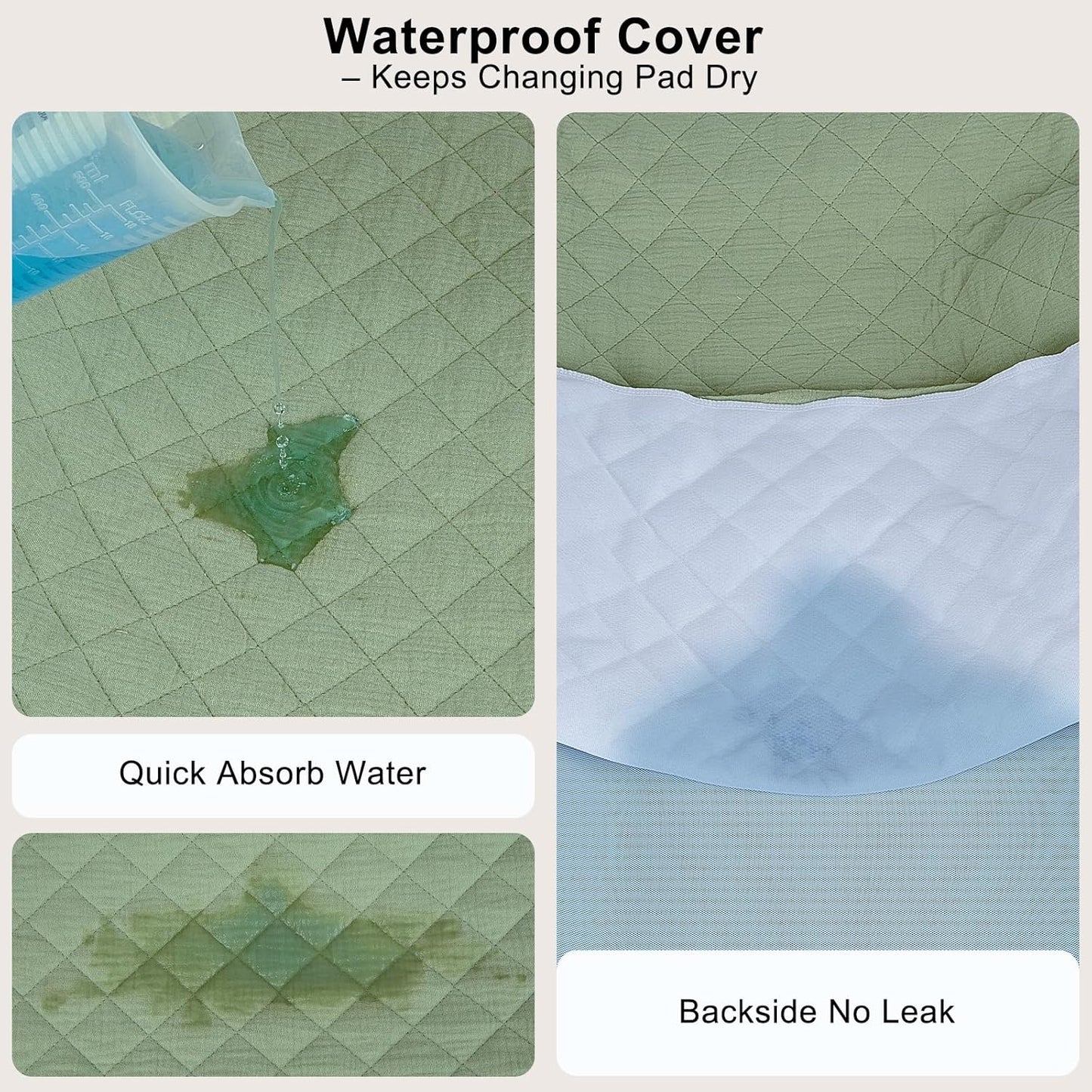 Unicorn Castle Waterproof Changing Pad Cover Muslin Changing Table Pad Cover 2 Pack Quilting for 32"x16" Baby Changing Pad Sheets Girls Boys,Green Dinosaur