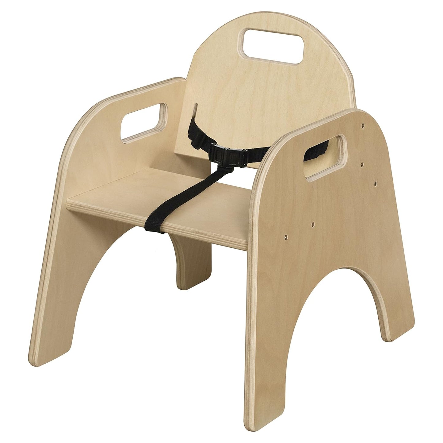 Montessori 13" H Birch Plywood Wooden Feeding Chair for Babies and Toddlers with 3 Point Safety Harness Suitable for Kids Between 3-7 Years [Set of 2, Fully Assembled]