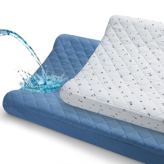 Unicorn Castle Waterproof Changing Pad Cover Muslin Changing Table Pad Cover 2 Pack Quilting for 32"x16" Baby Changing Pad Sheets Girls Boys,White Blue