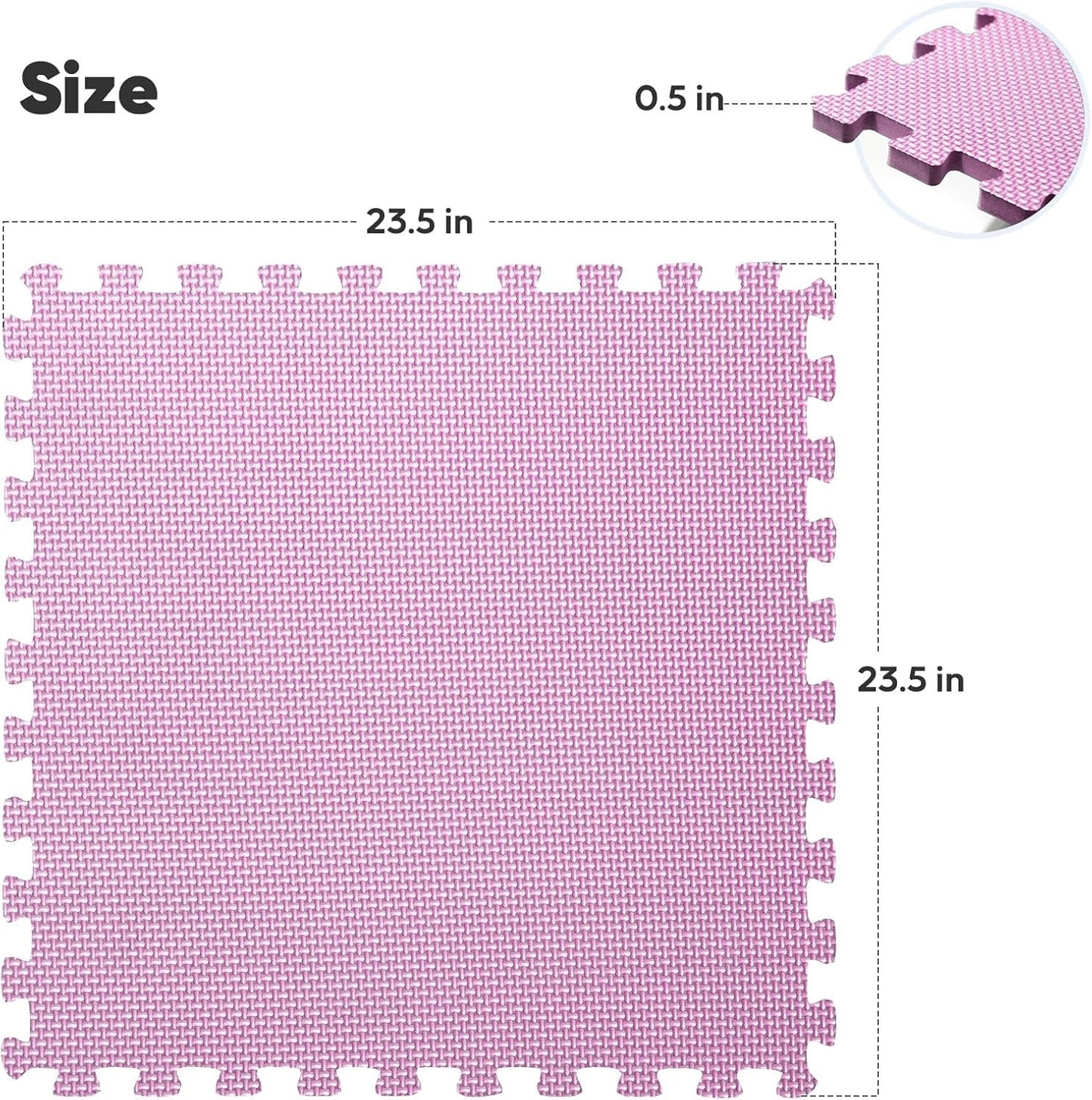 Home Gym Mat, Puzzle Exercise Mat, EVA Interlocking Foam Floor Tiles for Home Workout Equipment and Kids' Play Areas - Blue, 24 in x 24 in x ½ in - (Pink, 16 Pack(64 SQ FT))