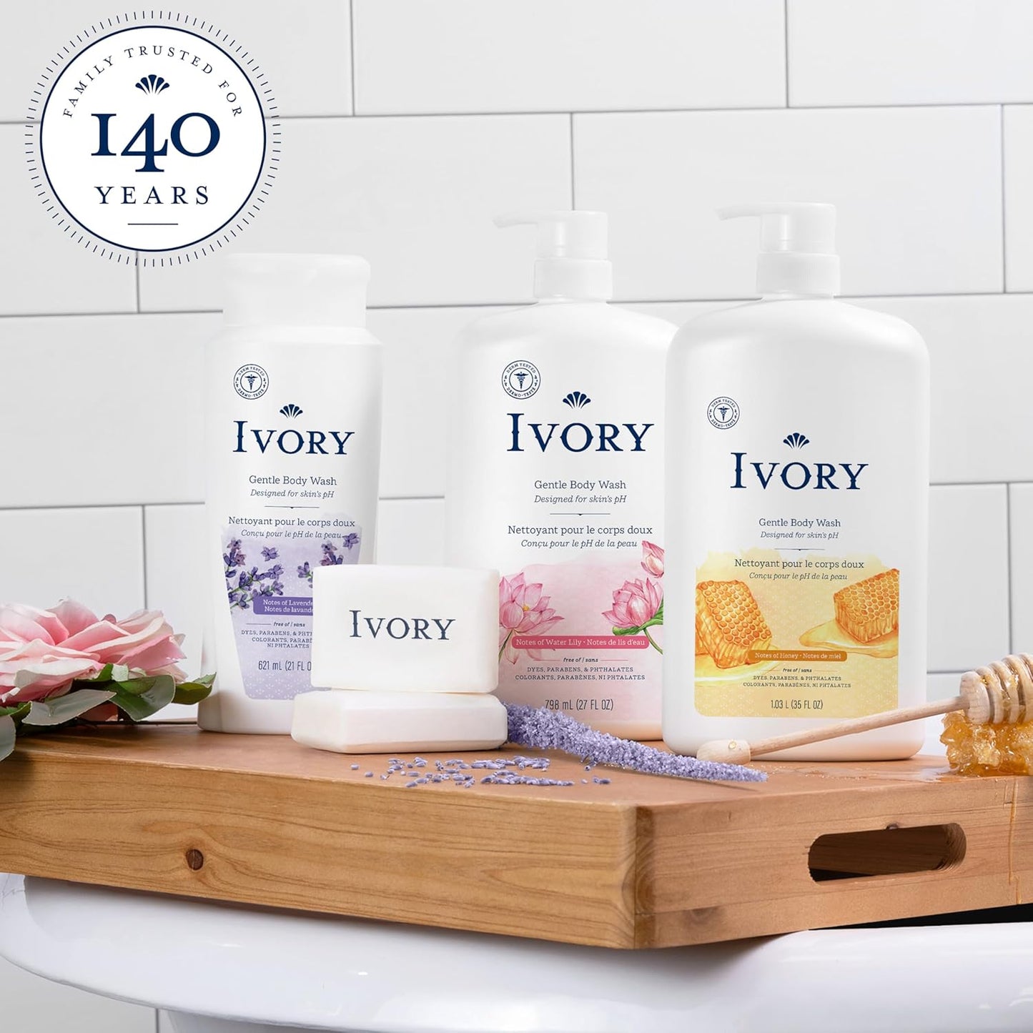 Ivory Body Wash Gentle, Free of dyes, parabens, and phthalates, Honey Scent, 35 oz