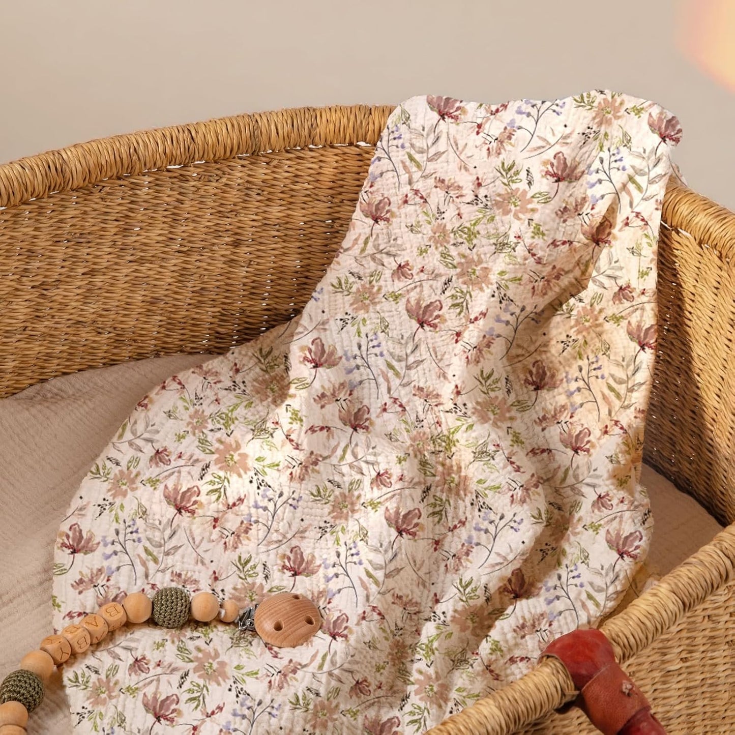 lulumoon Muslin Bassinet Sheets for Girls: Skin-Friendly Floral Bedside Bassinet Sheets for Baby - Fitted for Bedside Sleeper Mattress