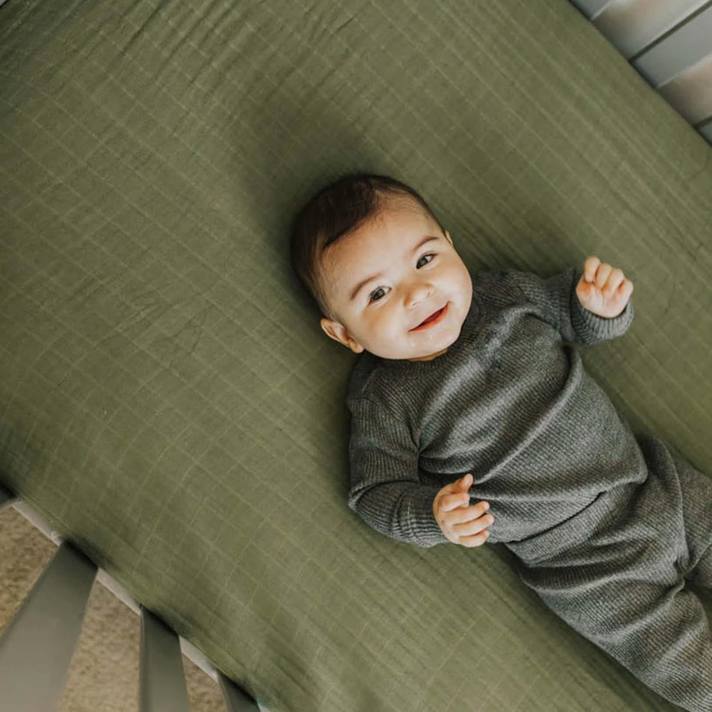 Little Unicorn Premium Crib Sheet | Breathable & Super-Soft Muslin Fabric (Fern)