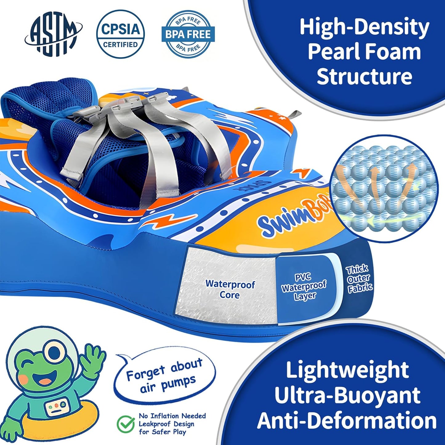 Baby Pool Float with Canopy,Non-Inflatable Infant Swim Float,Soft Skin-Friendly Fabric Material Pool Floats for Toddlers,Swimming Pool Toys for Boys and Girls