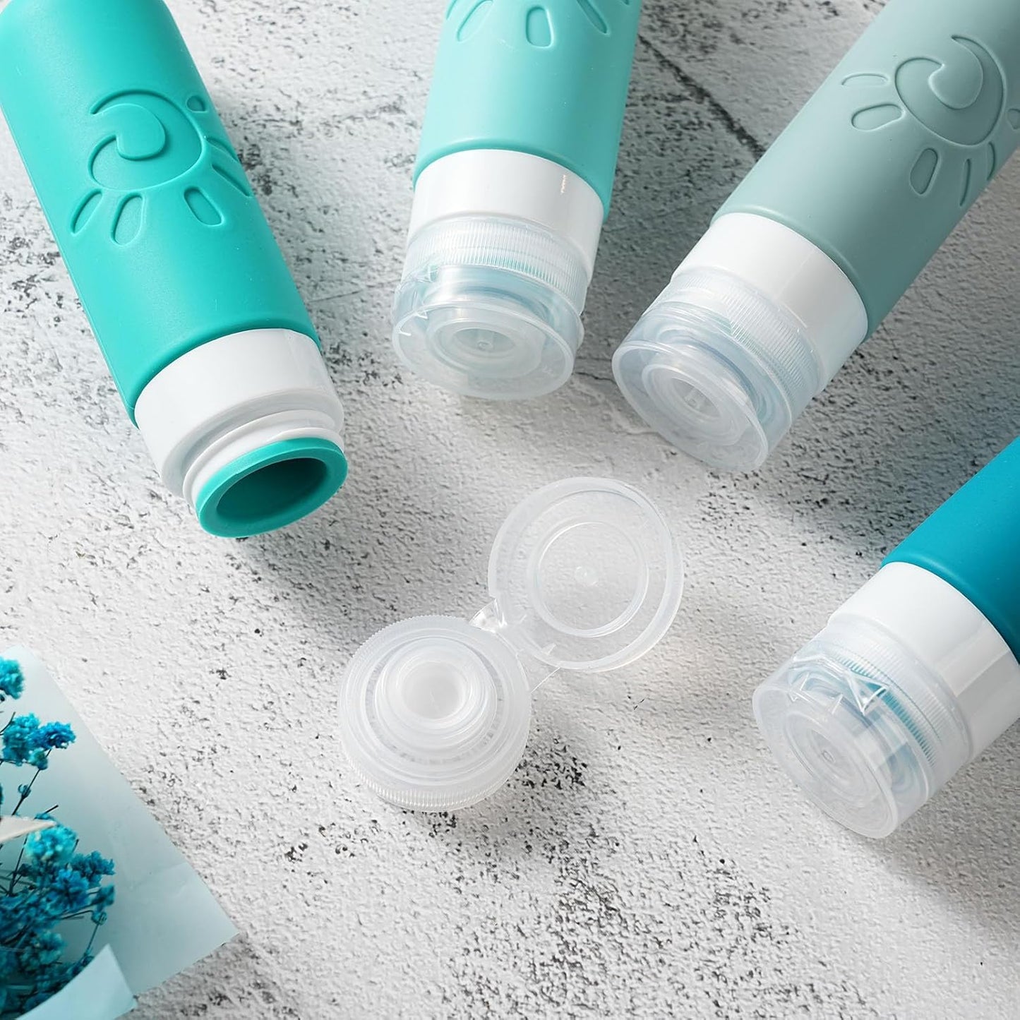 Travel Bottles for Toiletries, TSA Approved Travel Containers 3oz Leak Proof Travel Tubs Refillable Liquid Travel Accessories for Shampoo Conditioner Lotion Body Wash(Multicolored H)