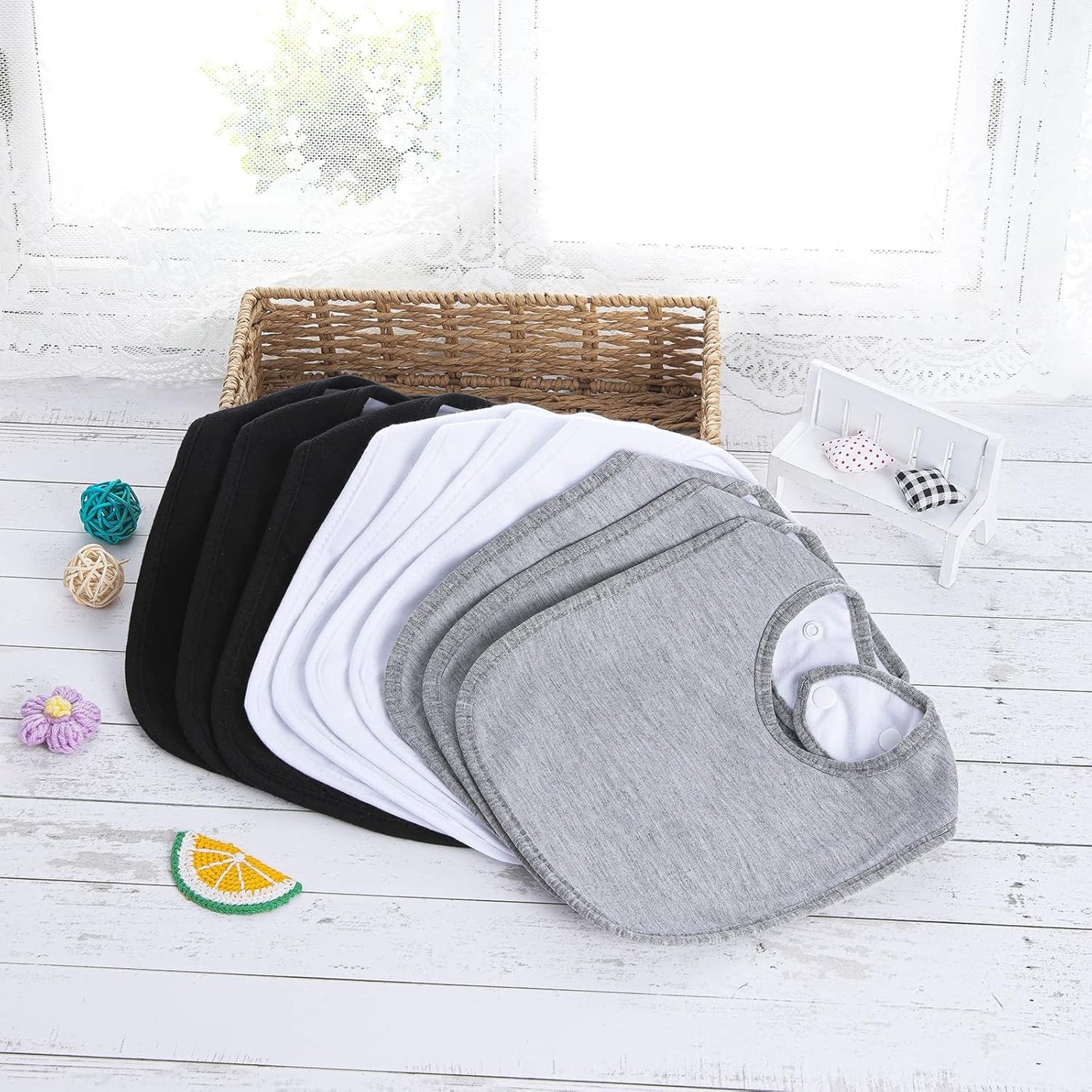 Hakochia Waterproof Baby Bibs Organic Cotton Super Soft and Absorbent With Adjustable Snap for Baby Boys and Girls