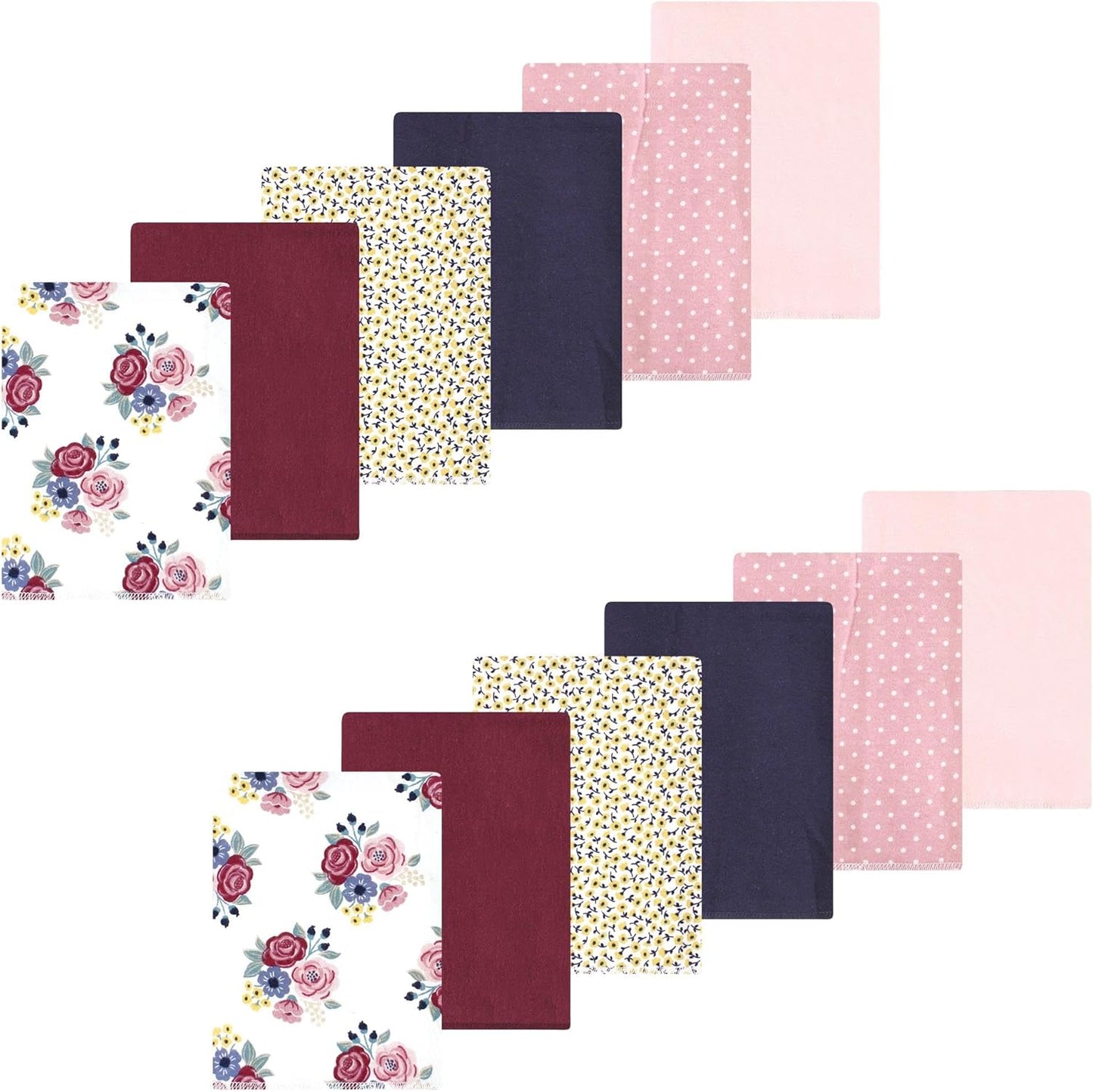Luvable Friends Hudson Baby Flannel Burp Cloths 12pk, Rose Navy Bloom
