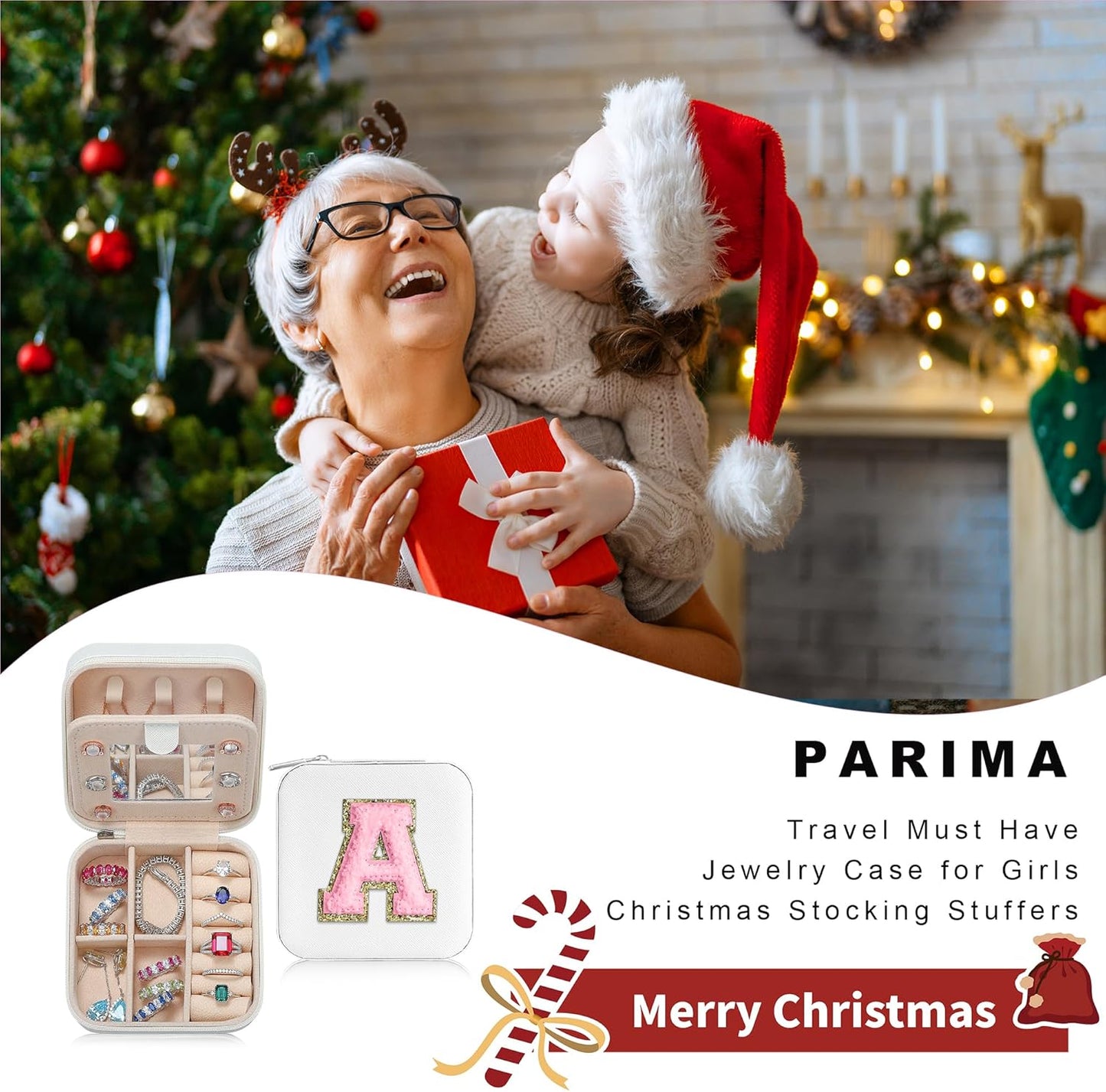 Parima Jewelry Organizer Box, Small Jewelry Box for Women Girls Initial R Travel Jewelry Case Small Jewelry Organizer Box Travel Jewelry Case Jewelry Box Organizer - Letter R, White