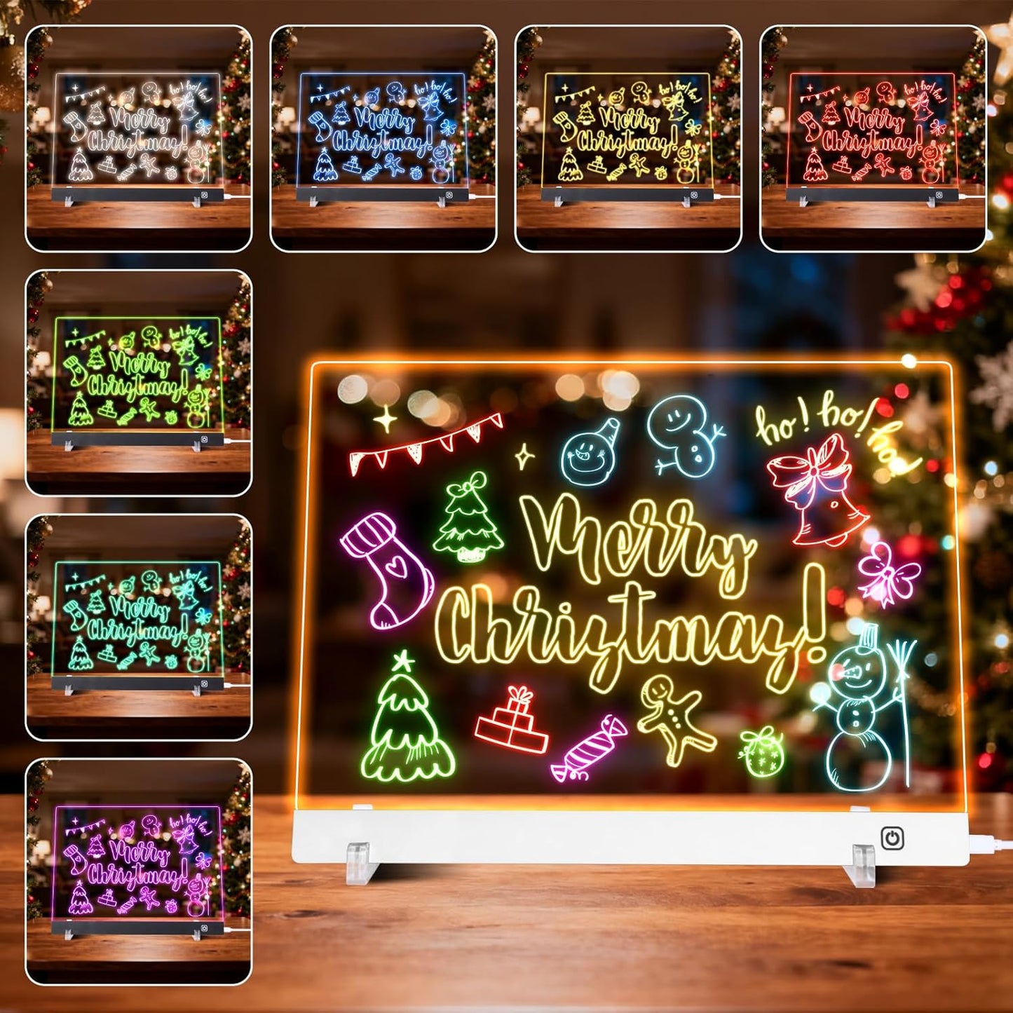 LED Note Board with Colors, Led Drawing Board for Kids, Light Up Acrylic Dry Erase Boards with Stand, Christmas & Birthday Gifts for Girls/Teens (White, 11.8" x 7.9")