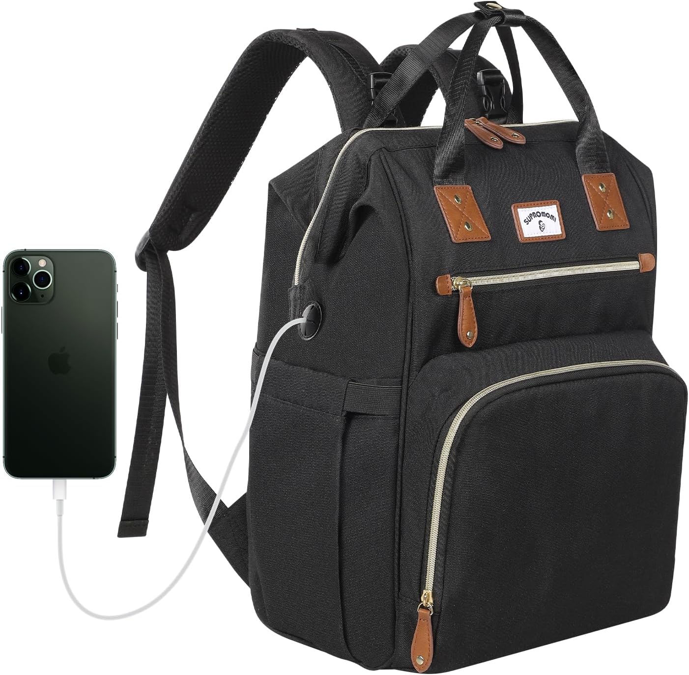 Diaper Bag Backpack:Baby Bag Large Tote Diaper bag for Boys and Girls, Men's Diaper Backpack, Women's Shoulder Mommy Bag, 2 Kids Nappy bag for mom and dad Black