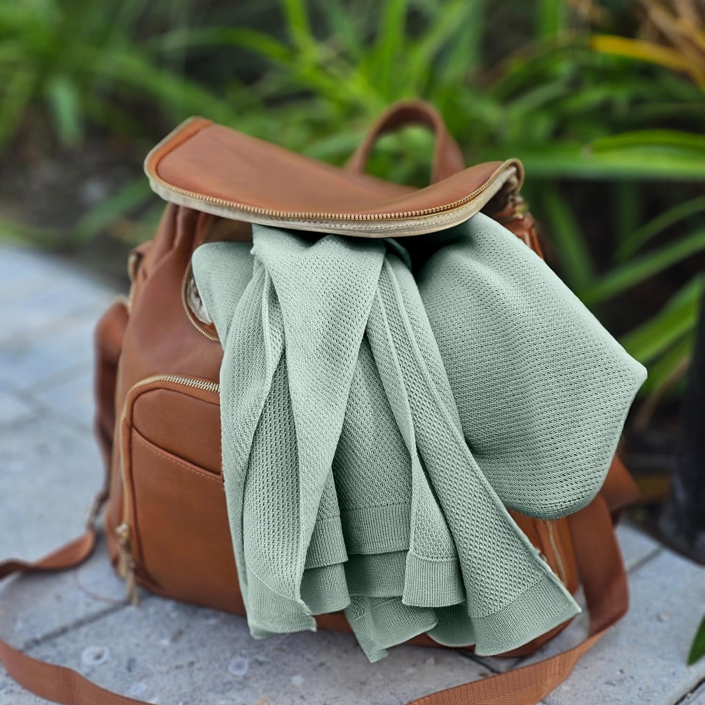 Little Rou Peekaboo Nursing Cover Up for Breastfeeding - Breathable Knit - Soft Organic Cotton & Cashmere Breast Feeding Poncho for Women - Privacy Feature - Includes Mesh Laundry Bag (Sage)