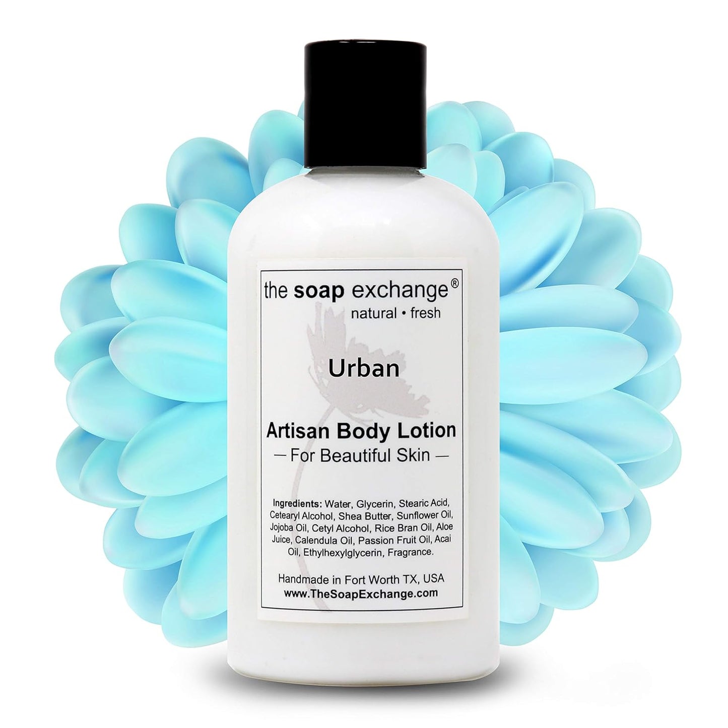 The Soap Exchange Body Lotion - Urban Scent - Hand Crafted 8 fl oz / 240 ml Natural Artisan Skin Care for Hand, Face, & Body, Moisturize, Hydrate, & Protect. Made in the USA.