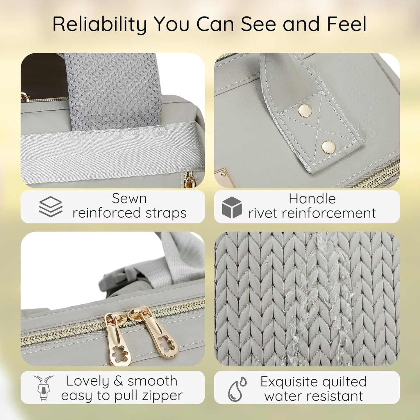 AIJIEKE Diaper Bag, Large Wide-Open Baby Diaper Backpack, Multi-functional Baby Travel Tote Bag, Diaper Bag with Changing Pad, Diaper Bags for Mom & Maternity (Grey)