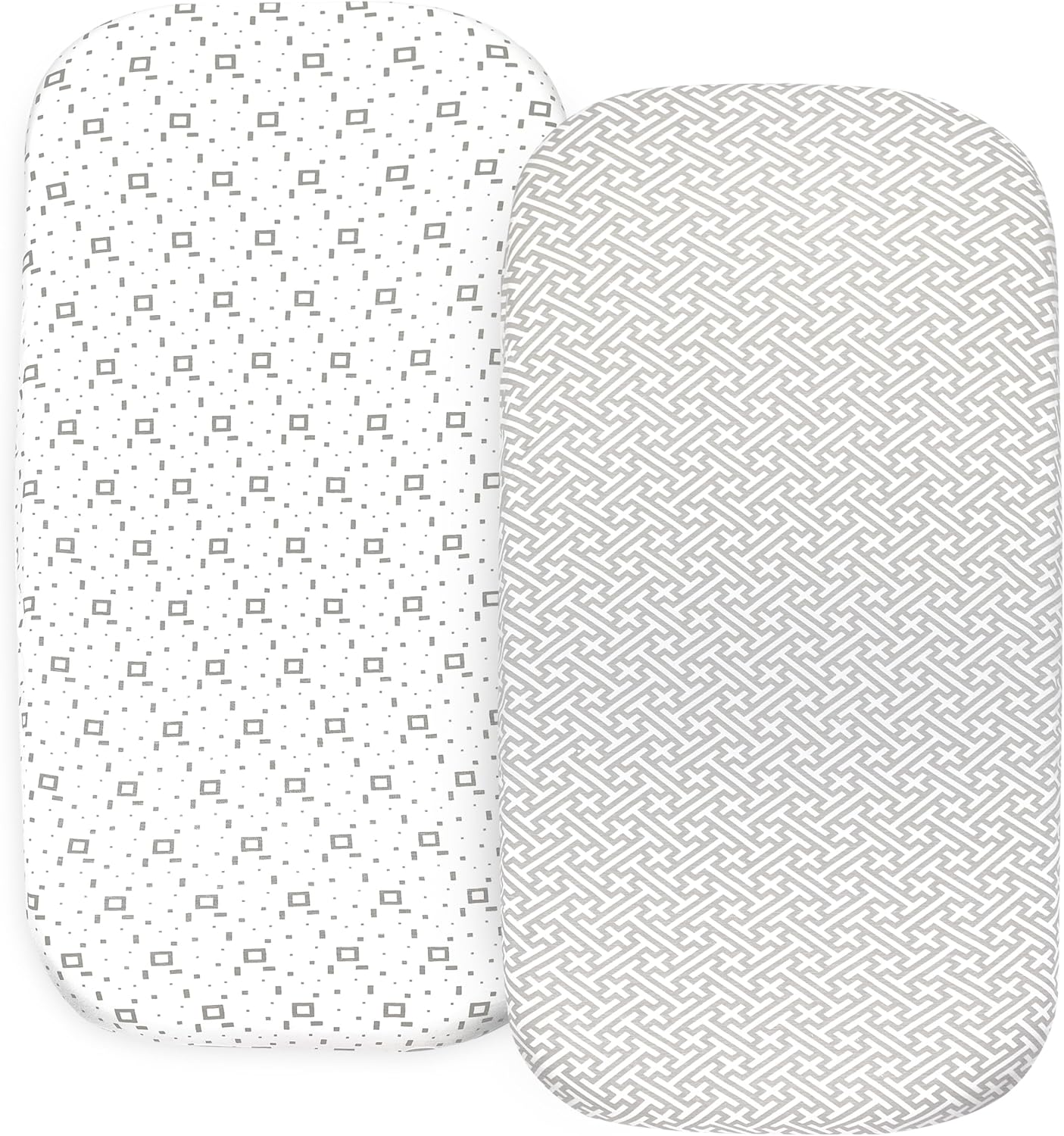 2-Pack Organic Fitted Bassinet Sheets, Compatible with Halo, Snoo, Graco, Dream On Me, Delta, and Other Standard Size Bassinets - Fits Oval, Hourglass, & Rectangle Shapes (Size 32 x 16 x 4 Inches)