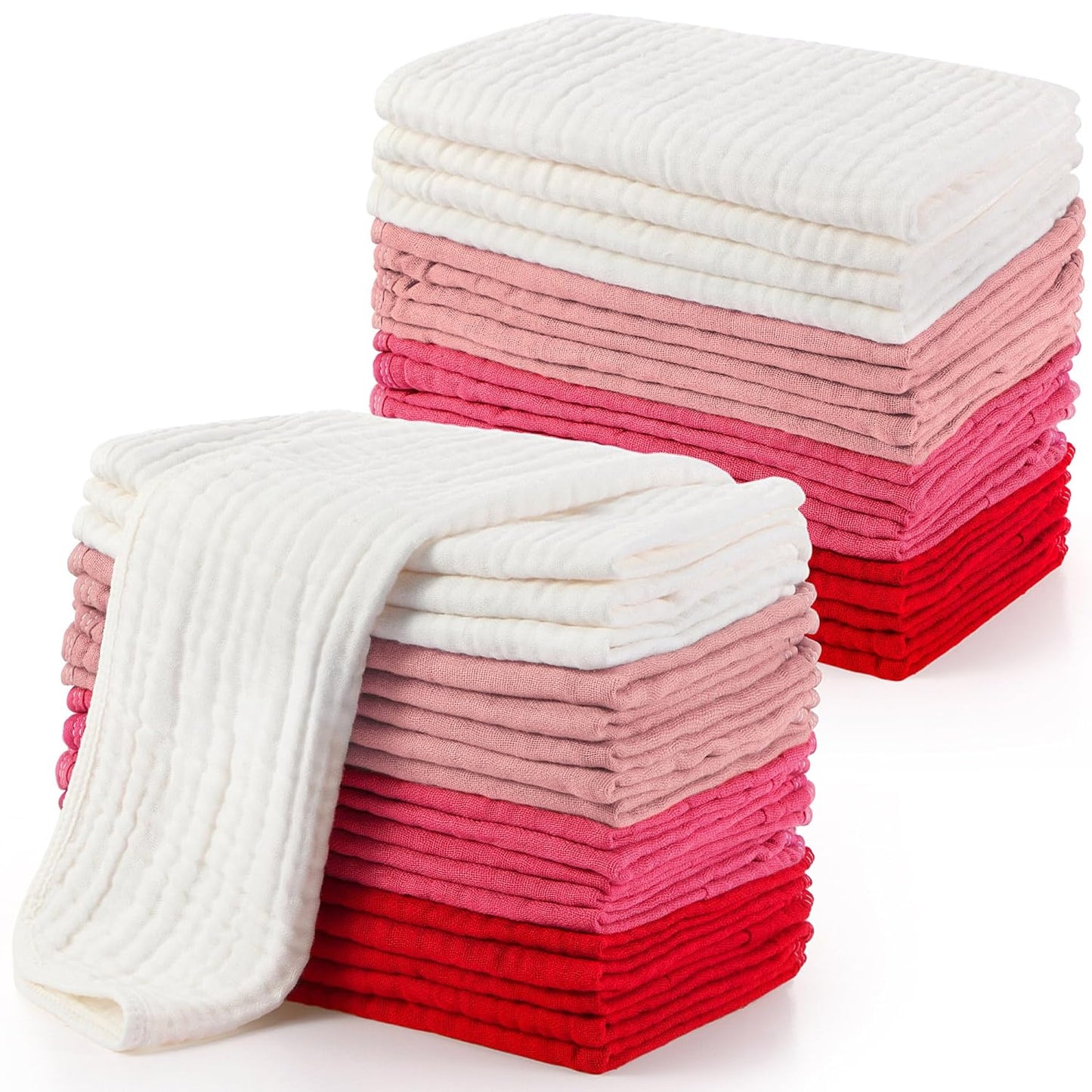 Buryeah Muslin 20 Pcs Burp Cloths Large 20" x 10" 100% Cotton 6 Layers Ultra Absorbent and Soft Hand Washcloths for Baby Drool and Messes Gentle Burp Cloth for Boys & Girls(Bright Colors)
