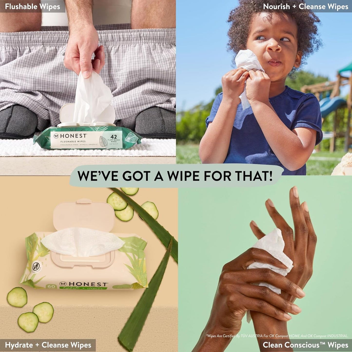 The Honest Company Clean Conscious Multi-Use Wipes Hypoallergenic and Unscented for Sensitive Baby Skin Over 99% Water Compostable Plant Based Baby Wipes Pattern Play 10 Count