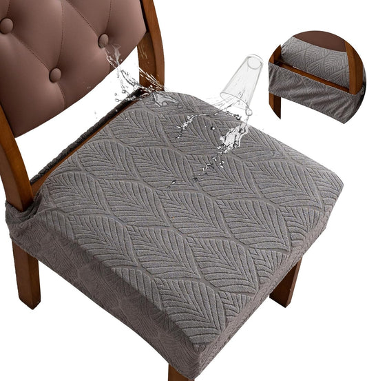 Removable and Washable Seat Covers for Dining Room Chairs Set of 6 - Waterproof Stretch Chair Seat Slipcovers, No Back Covers