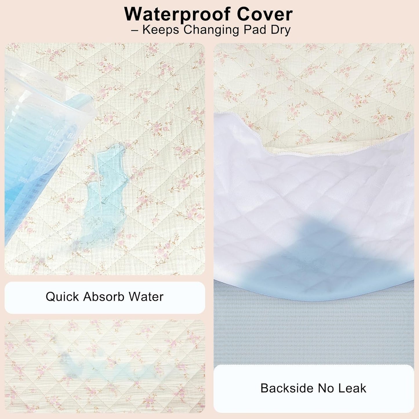 Unicorn Castle Waterproof Changing Pad Cover Muslin Changing Table Pad Cover 2 Pack Quilting for 32"x16" Baby Changing Pad Sheets Girls Boys,Pink Florals