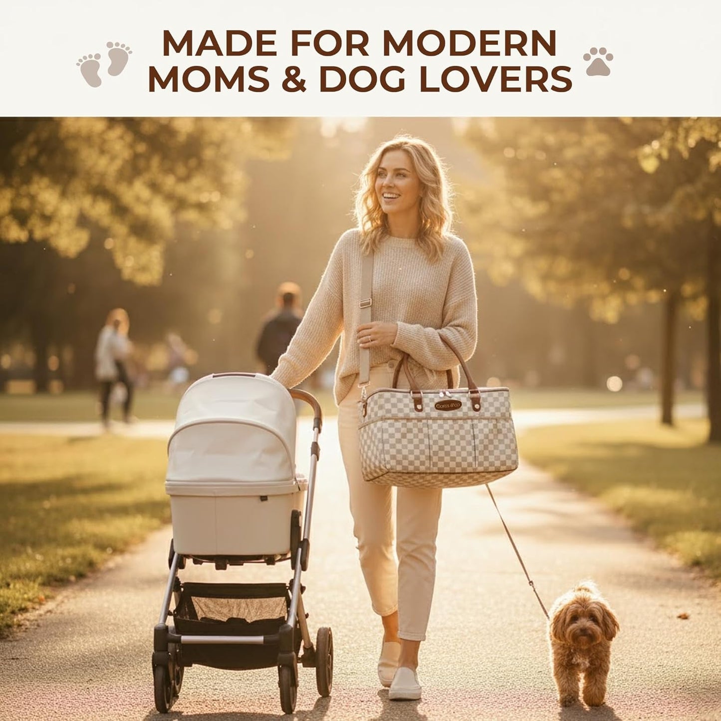 DOKUS & CO Luxe Diaper Tote, Extra-Large Collapsible Baby Caddy for Home, Travel & Car, Giftable Hospital-Ready Diaper Bag