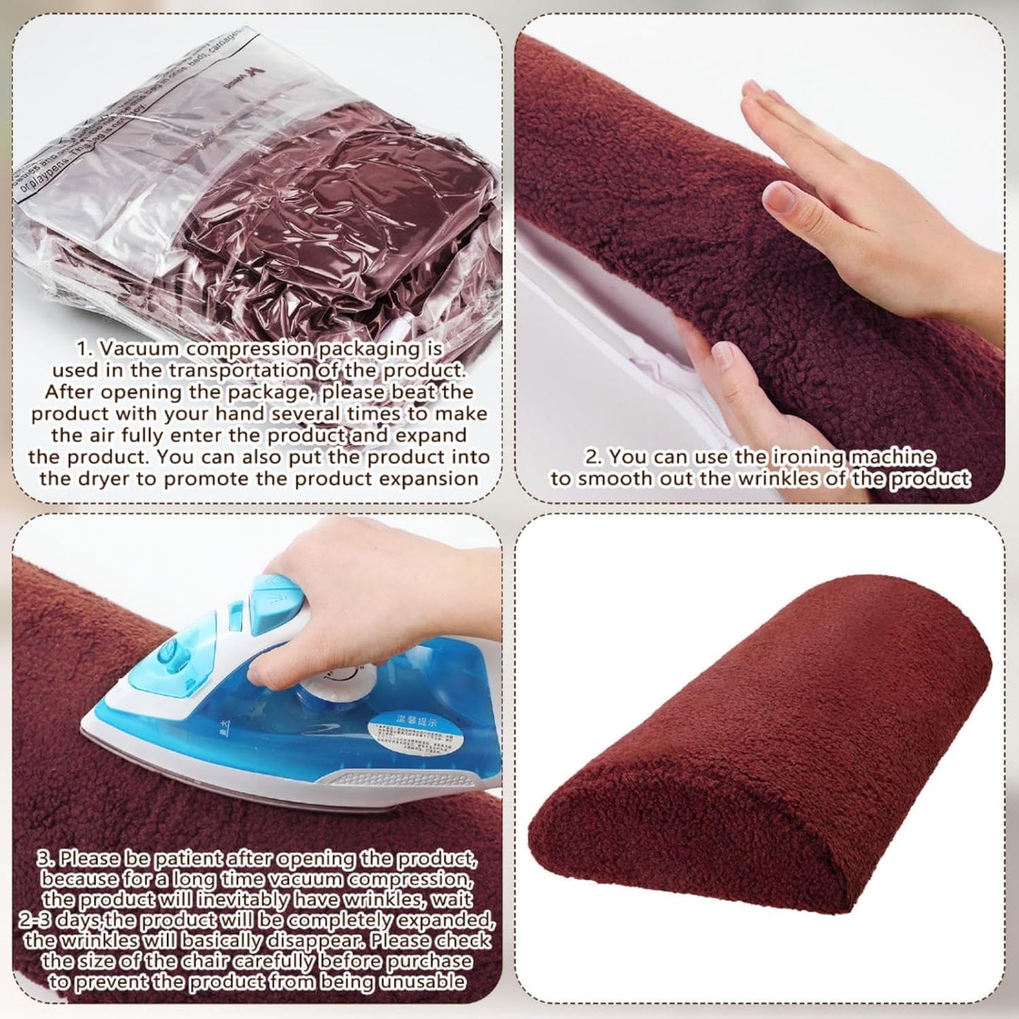 Wesiti Recliner Foot Pillow Cushion High Resilience Sherpa Memory Foam Bolster Sleeping Rest Multipurpose Half Roll Leg Pillow Suitable for Bed Chair Sofa Headrest Back Lumbar Leg Support(Wine Red)