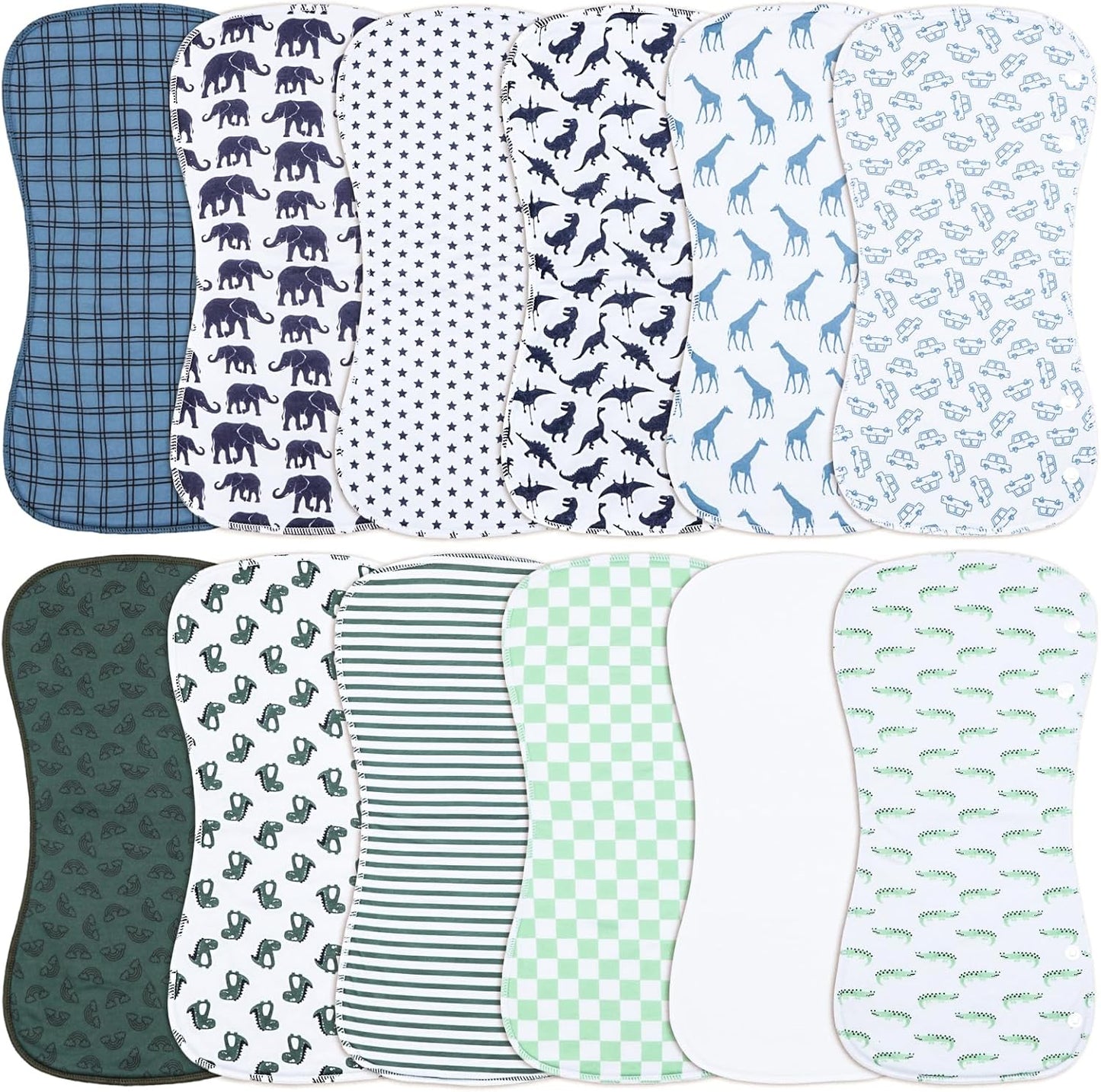 Baby Burp Cloths &Baby B.ibs 2-in-1 Design 3 Layers Thicken Cotton Absorbent and Soft Spit Up Burping Rags Set for Newborn (Multicolor-01)