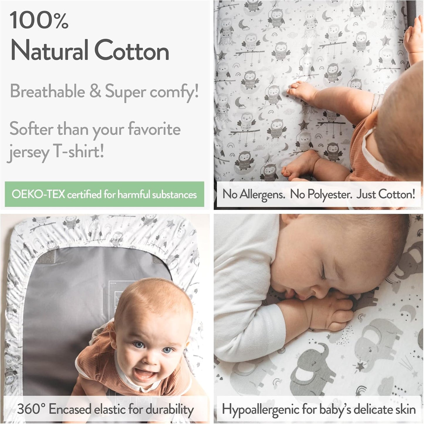 Bassinet Fitted Sheets for Delta Children and Simmons Kids Bassinet - Fits 16 x 32 Inch Oval Bassinet Mattress Pad – Snuggly Soft 100% Jersey Cotton – 2 Pack