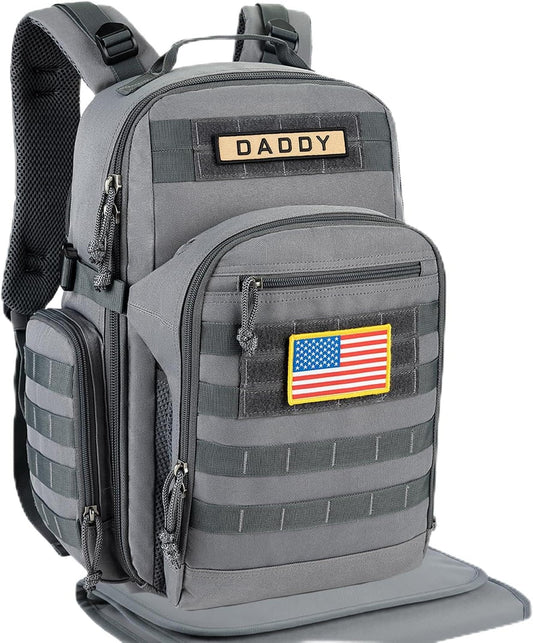 SHARKMOUTH Military Diaper Bag for Dad: Large Insulated Baby Bag with MOLLE System & Changing Pad for Tactical Dads - 900D Polyester for Outdoor Travel Camping Park Trips