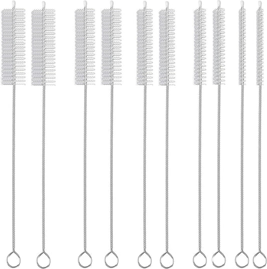 Straw Cleaner Brush Long 10 inch, 10-PCS Straw Brush of Bristles Diameter (5+8+12+16+20mm) for Cleaning Reusable Straws, Sippy Cup, Water Bottles, Tumblers, Tubes Clear Color