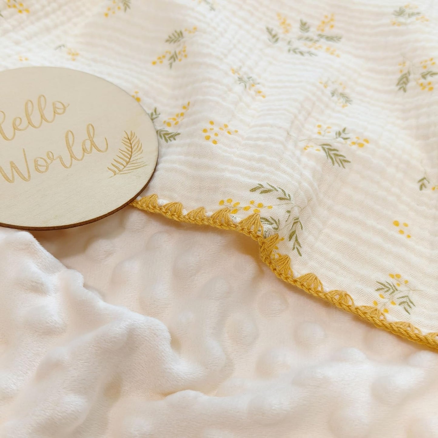 Baby Muslin Thick Blanket Double Layer Soft Neutral Receiving Blanket Crib Bedding 40x40 inch Throw Blanket 40"x40"
