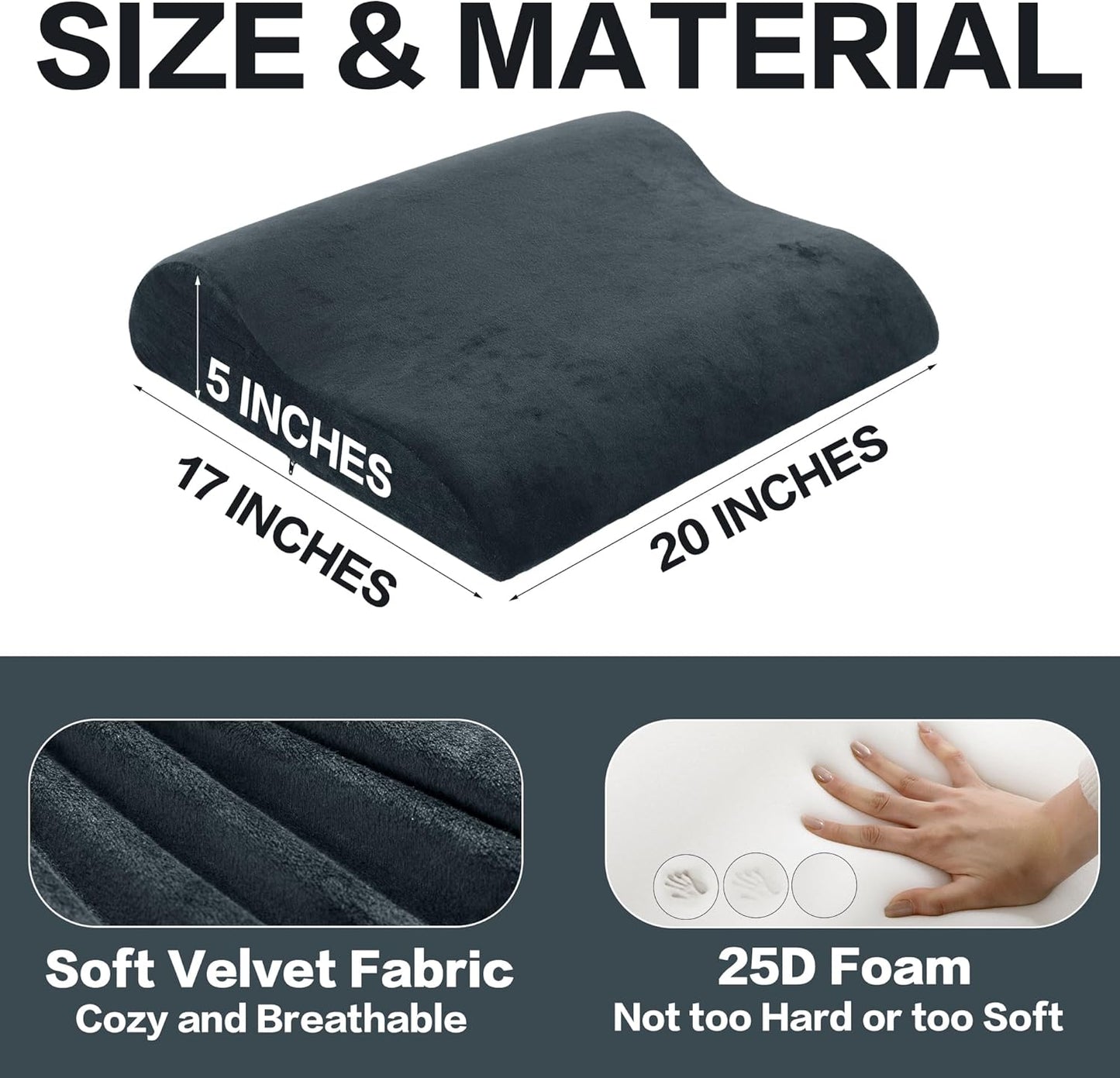 HOMBYS Extra Large Recliner Leg Pillow, Memory Foam Foot Rest Cushion Wave Shape Recliner Footrest Extender, Multi Purpose Back & Lumbar Support Pillow for Recliner, Bed, Sofa Couch,Grey