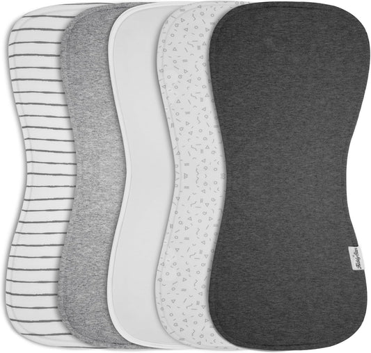 5-Pack Organic Cotton Burp Cloths – Large, Ultra-Soft 3-Layer Towels for Burping, Shoulder & Hand Use, Highly Absorbent