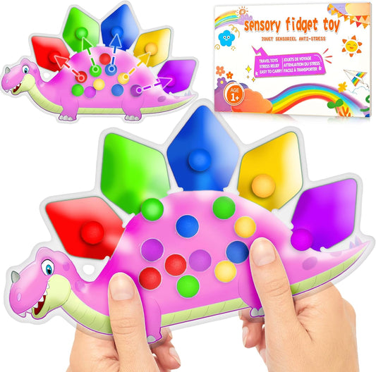 Dinosaur Color Sorting Sensory Toys, Toddler Girls Pink Christmas Bag Stocking Stuffers Montessori Toys Fine Motor Skill Game Learning Activities Calm Down Fidget for Classroom Aged 2 3 4 Year Old Kid