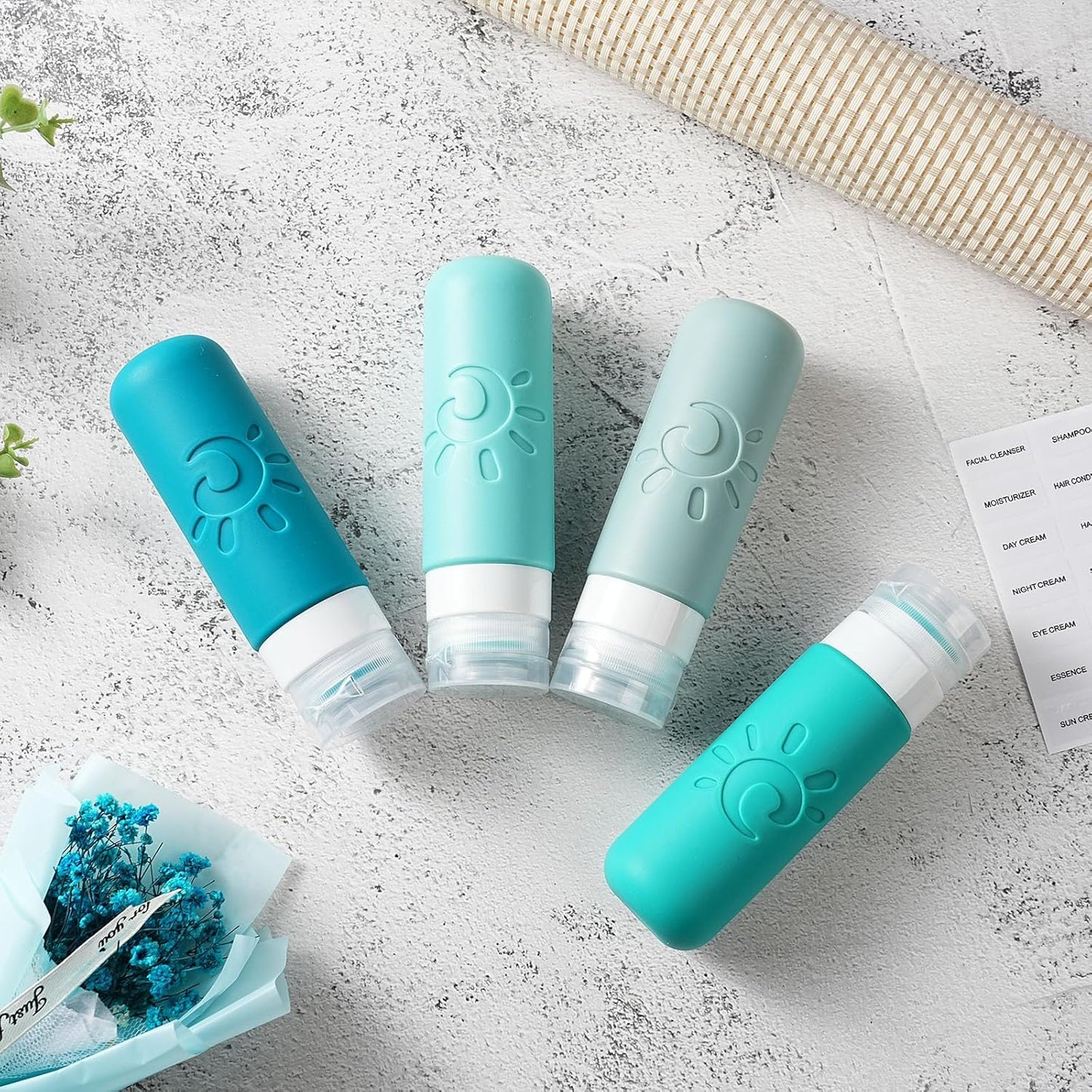 Travel Bottles for Toiletries, TSA Approved Travel Containers 3oz Leak Proof Travel Tubs Refillable Liquid Travel Accessories for Shampoo Conditioner Lotion Body Wash(Multicolored H)